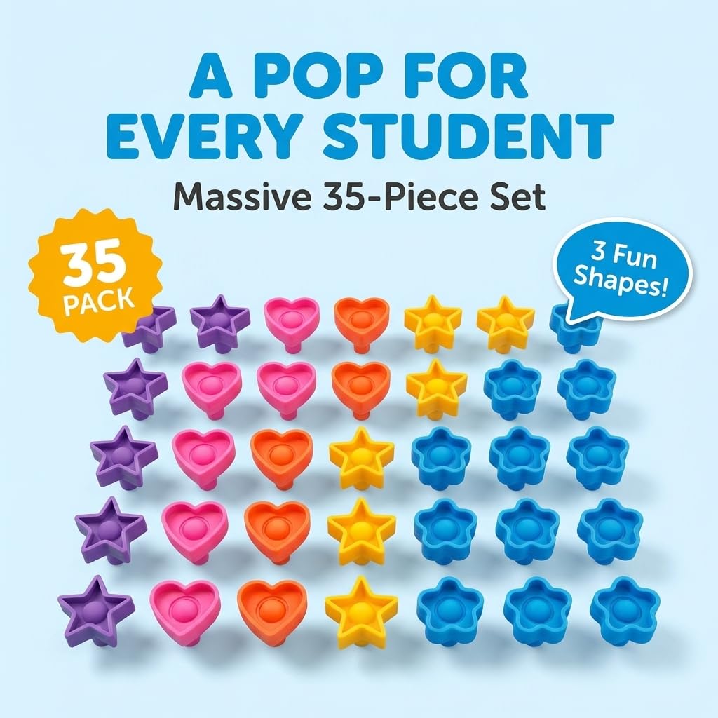 Anderson's Assorted Pencil Popper Toppers, Set of 35, School Supplies, Classroom Supplies, Writing - Image 3