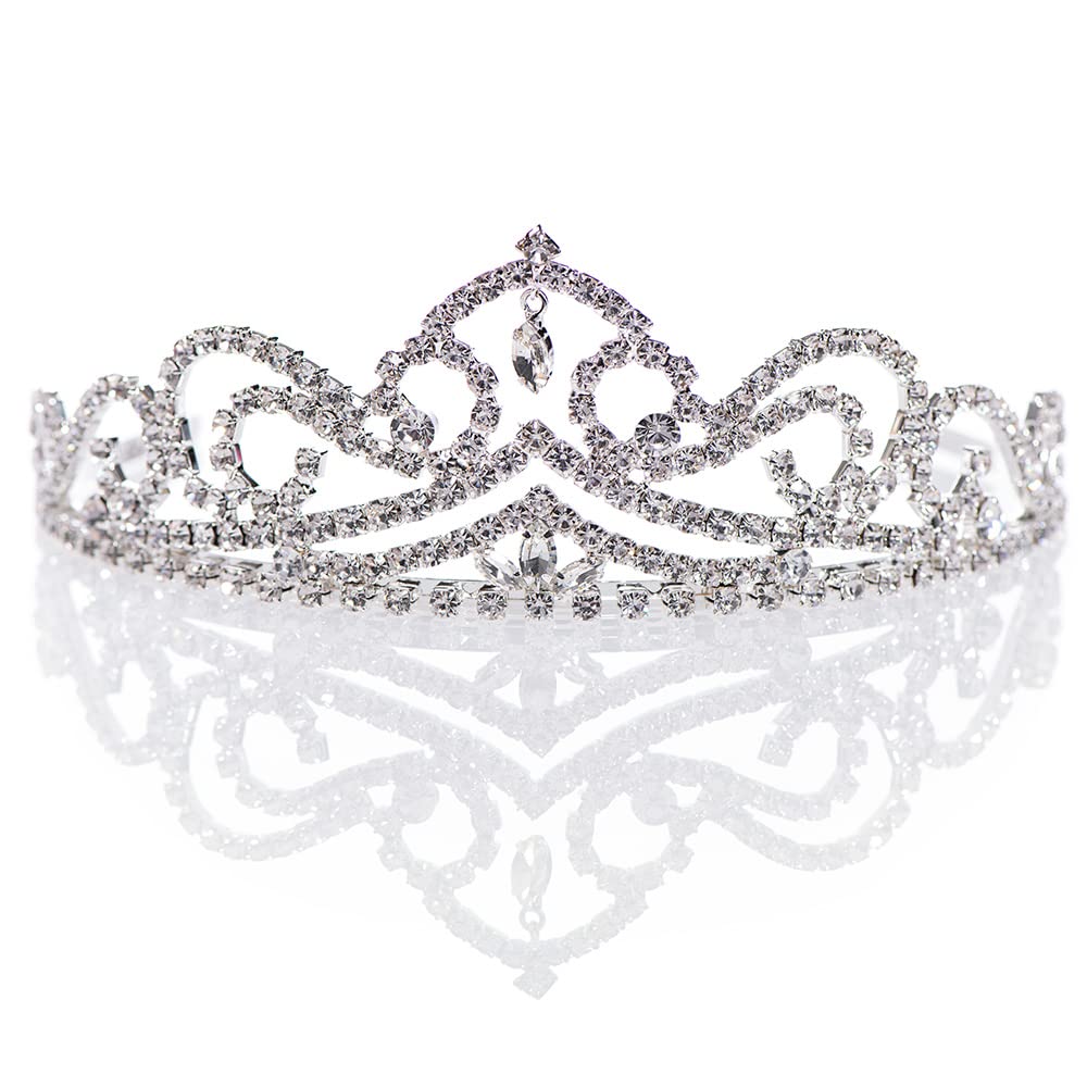 Anderson's Astrid Rhinestone Tiara, 2" High Silver Metal Crown with Sparkling Clear Rhinestones, Adjustable Fit & Removable Comfort Combs, Perfect for Prom, Homecoming, Weddings, Pageants, Quinceañeras, and Special Occasions