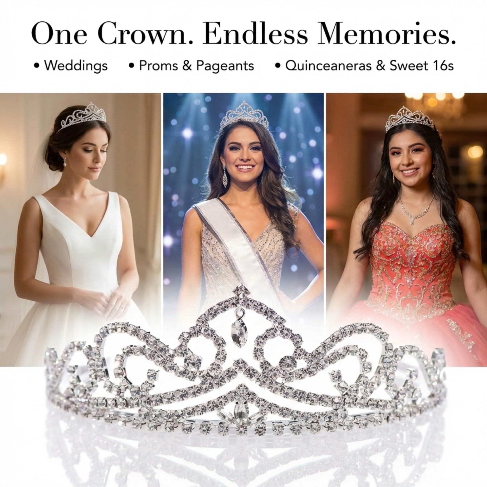 Anderson's Astrid Rhinestone Tiara, 2" High Silver Metal Crown with Sparkling Clear Rhinestones, Adjustable Fit & Removable Comfort Combs, Perfect for Prom, Homecoming, Weddings, Pageants, Quinceañeras, and Special Occasions - Image 3