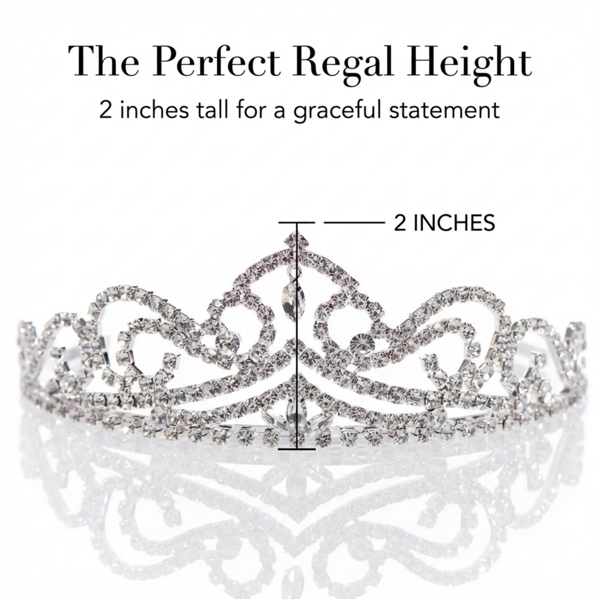 Anderson's Astrid Rhinestone Tiara, 2" High Silver Metal Crown with Sparkling Clear Rhinestones, Adjustable Fit & Removable Comfort Combs, Perfect for Prom, Homecoming, Weddings, Pageants, Quinceañeras, and Special Occasions - Image 4