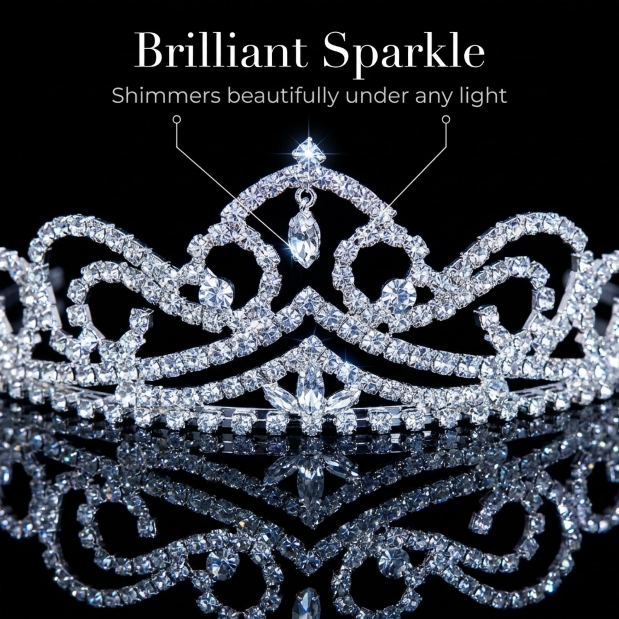 Anderson's Astrid Rhinestone Tiara, 2" High Silver Metal Crown with Sparkling Clear Rhinestones, Adjustable Fit & Removable Comfort Combs, Perfect for Prom, Homecoming, Weddings, Pageants, Quinceañeras, and Special Occasions - Image 5