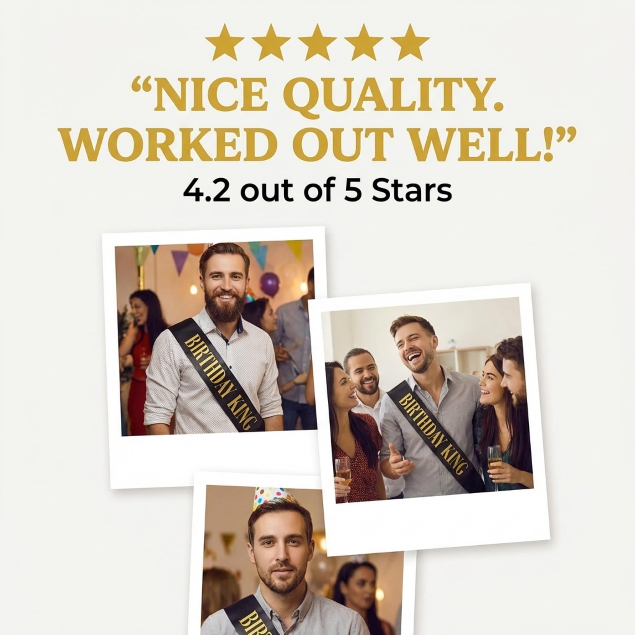 Anderson’s Birthday King Sash, Black Satin with Metallic Gold Foil Lettering, 3" x 72", Regal Birthday Accessory for Men, Milestone Party Supplies, Keepsake for 18th 21st 30th 40th 50th Celebrations - Image 7