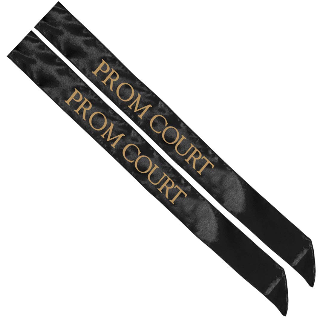 Anderson’s Black and Gold Prom Court Sashes and Buttons Set, 3" x 72" Satin Royalty Sashes for Prom Coronation & School Celebrations, 2‑Piece Sash Set