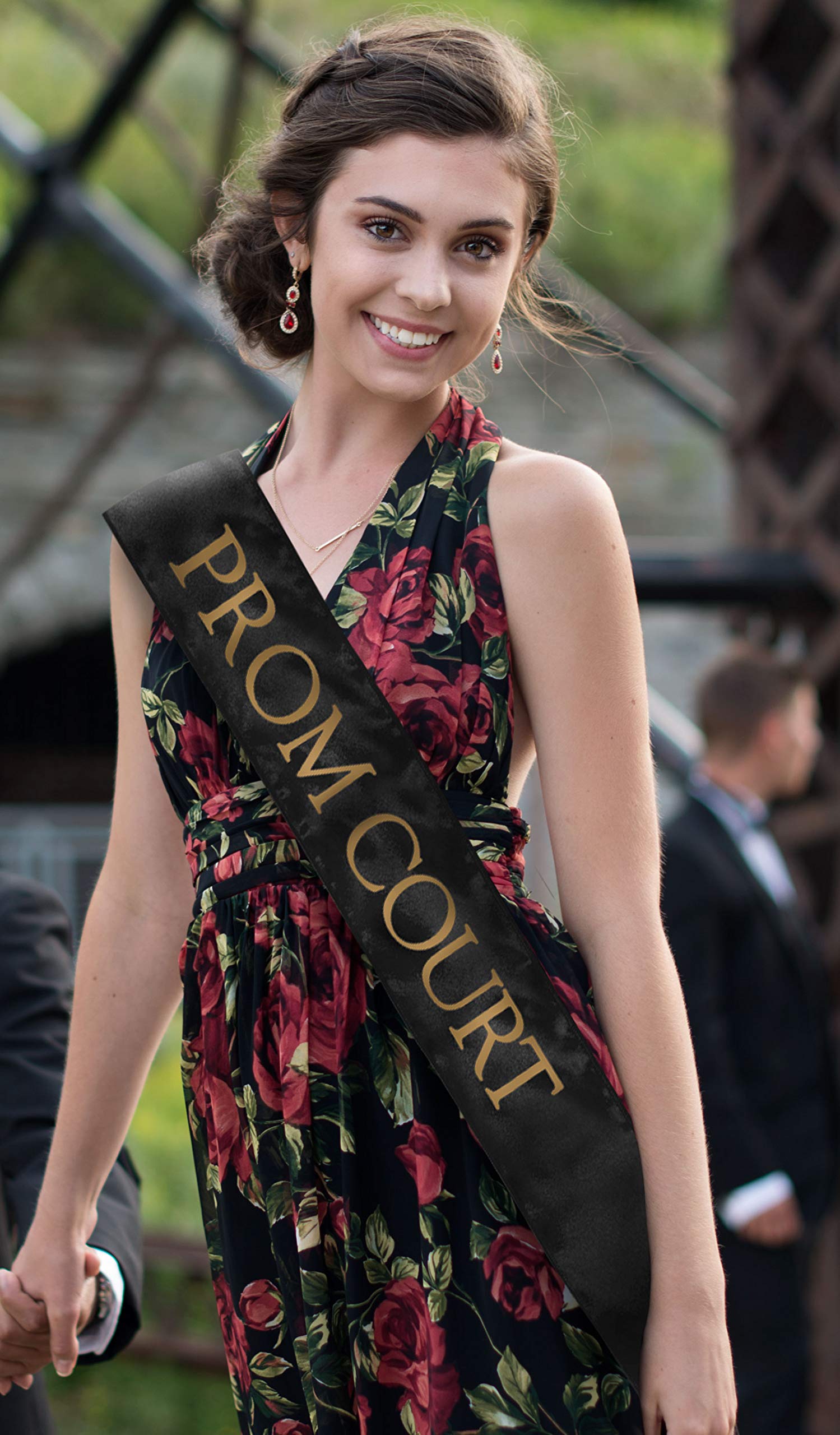 Anderson’s Black and Gold Prom Court Sashes and Buttons Set, 3" x 72" Satin Royalty Sashes for Prom Coronation & School Celebrations, 2‑Piece Sash Set - Image 3