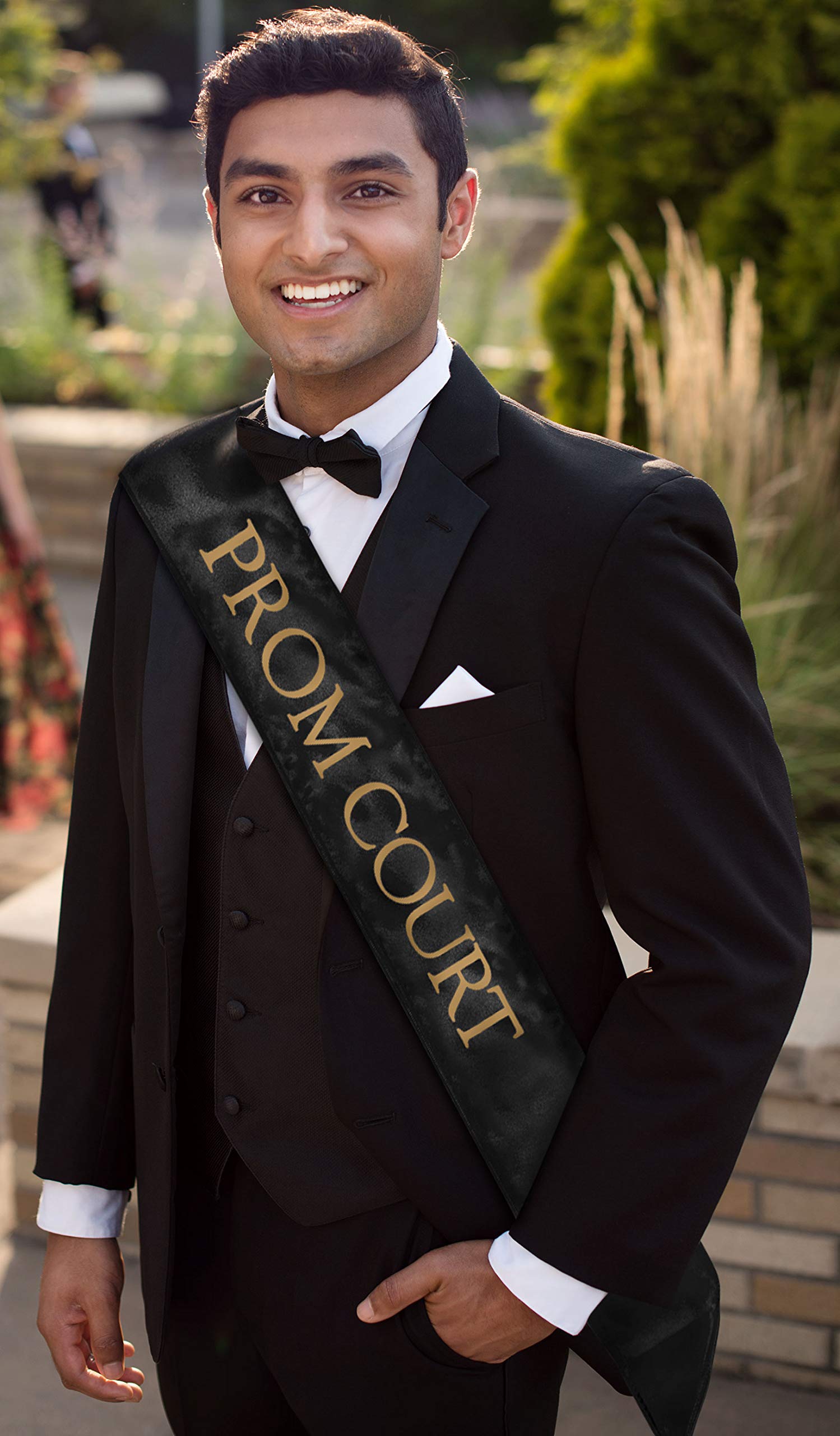 Anderson’s Black and Gold Prom Court Sashes and Buttons Set, 3" x 72" Satin Royalty Sashes for Prom Coronation & School Celebrations, 2‑Piece Sash Set - Image 4
