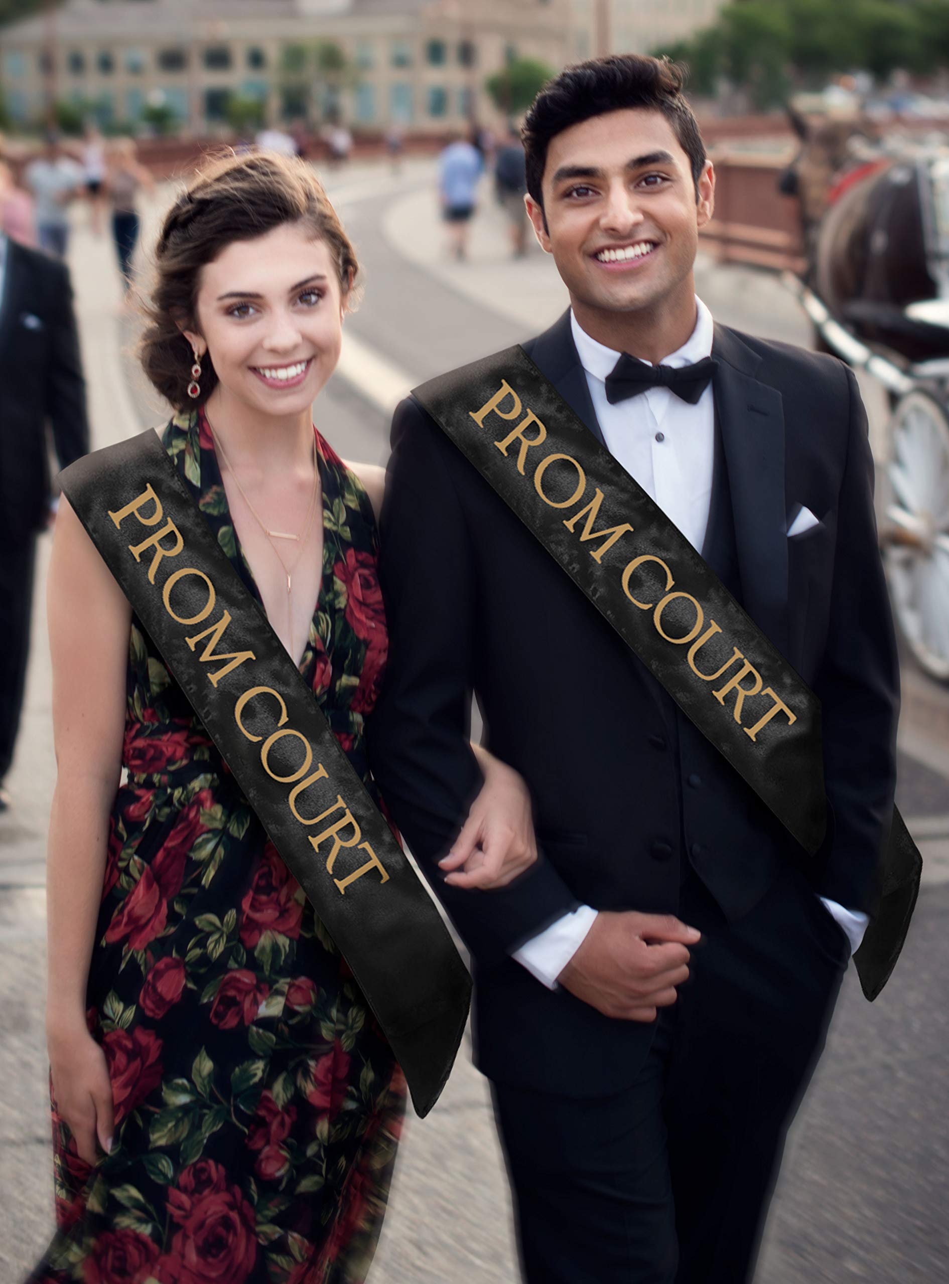 Anderson’s Black and Gold Prom Court Sashes and Buttons Set, 3" x 72" Satin Royalty Sashes for Prom Coronation & School Celebrations, 2‑Piece Sash Set - Image 5