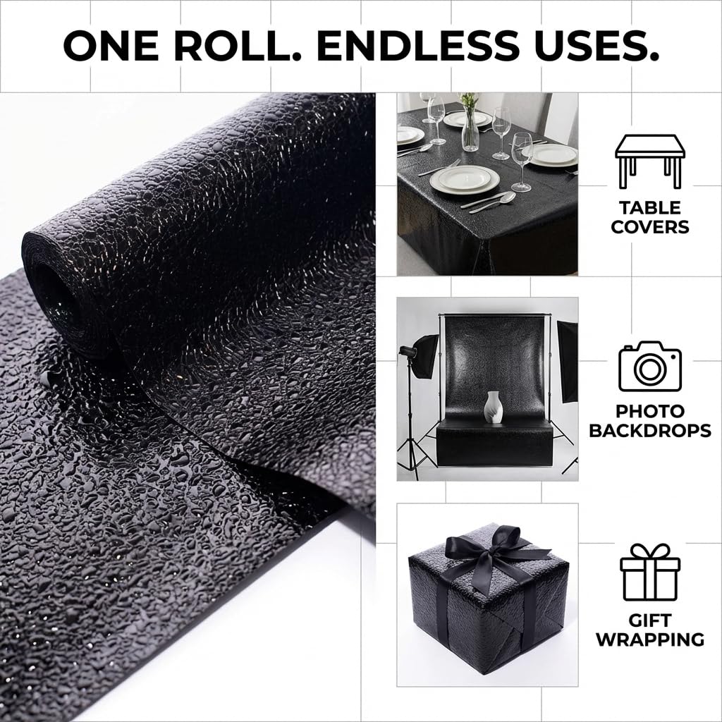 Anderson's Black Cracked Ice Textured Decorating Roll, 48 Inches x 24 Feet, Wedding Decorations - Image 7