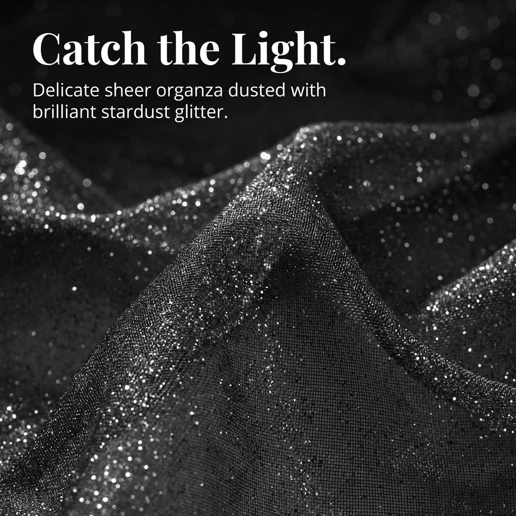 Anderson's Black Glitter Organza Fabric Roll, 54 Inches x 40 Yards, Sheer Fabric for Wedding Decorations, Baby Shower, Gender Reveal, Prom, Homecoming, Photo Backdrops, Arch Draping - Image 4
