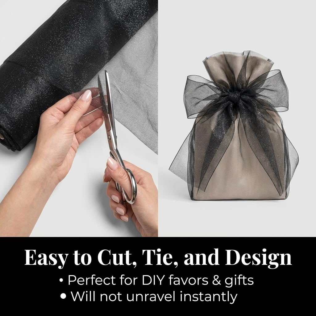 Anderson's Black Glitter Organza Fabric Roll, 54 Inches x 40 Yards, Sheer Fabric for Wedding Decorations, Baby Shower, Gender Reveal, Prom, Homecoming, Photo Backdrops, Arch Draping - Image 7