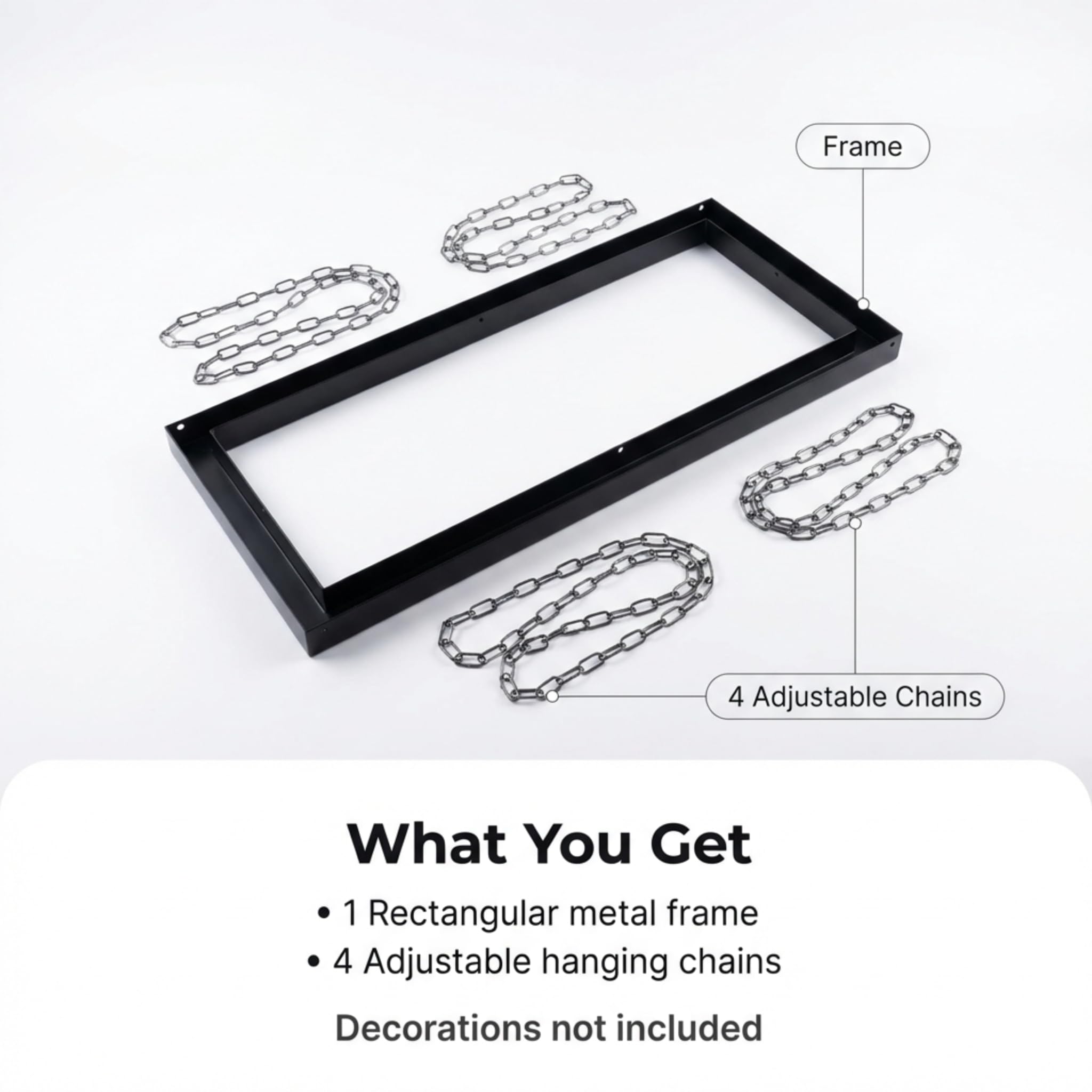 Anderson's Black Hanging Floral Chandelier Frame, Event Wedding Decoration, DIY Ceiling Decor Frame - 47 x 20 Inches - Image 7