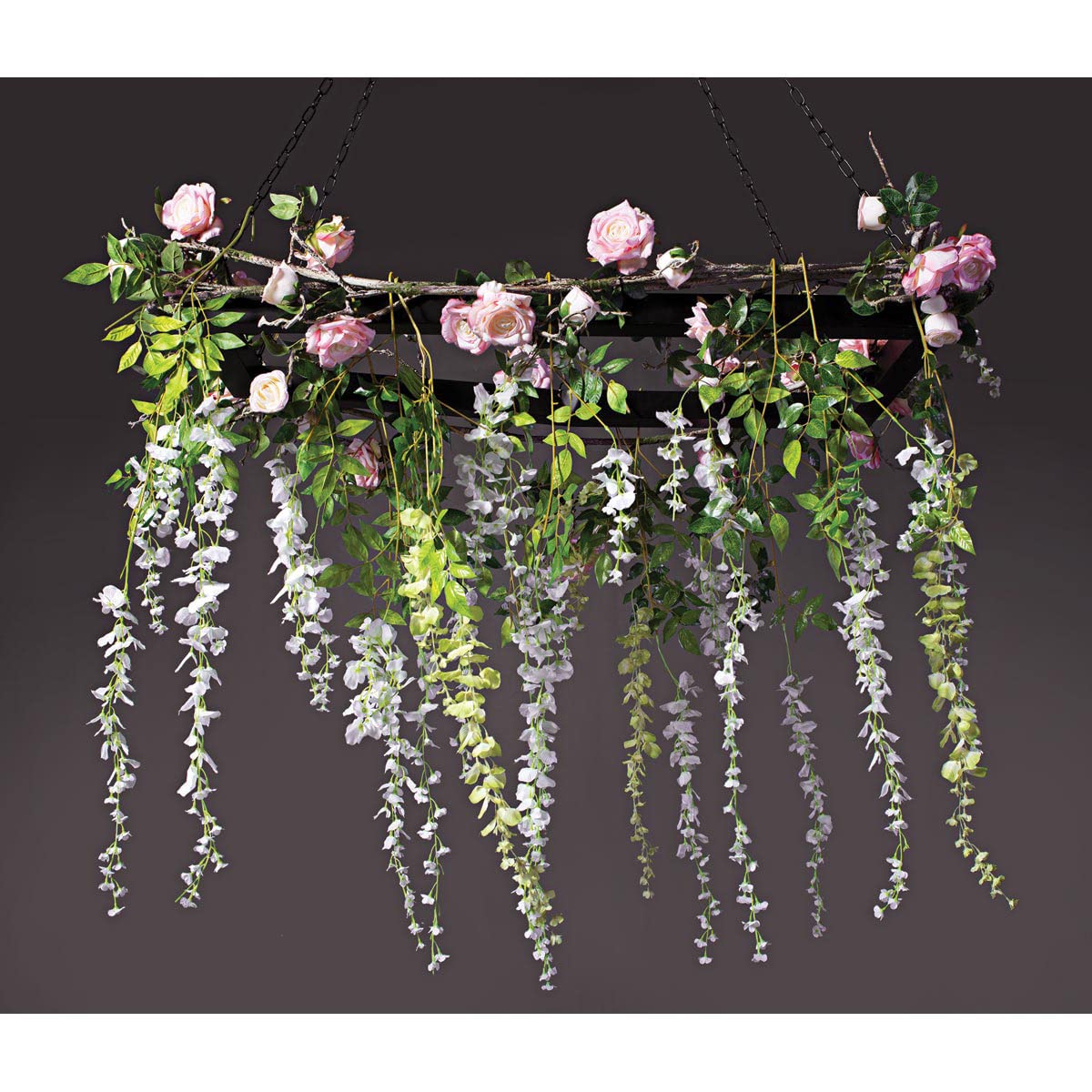 Anderson's Black Hanging Floral Chandelier Frame, Event Wedding Decoration, DIY Ceiling Decor Frame - 47 x 20 Inches - Image 9