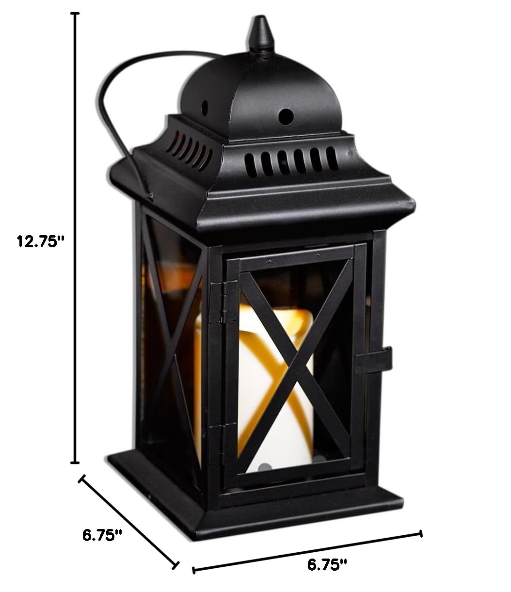 Anderson's Black Metal Lantern, 12 3/4 Inches High, Battery-Operated Candle - Image 3