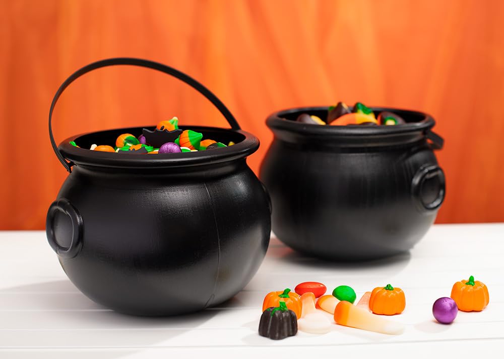 Anderson's Black Plastic Kettle Cauldron Pot with Handle, Halloween St. Patrick's Day, 8 inches Diameter, 6 inches High - 2 Count - Image 3