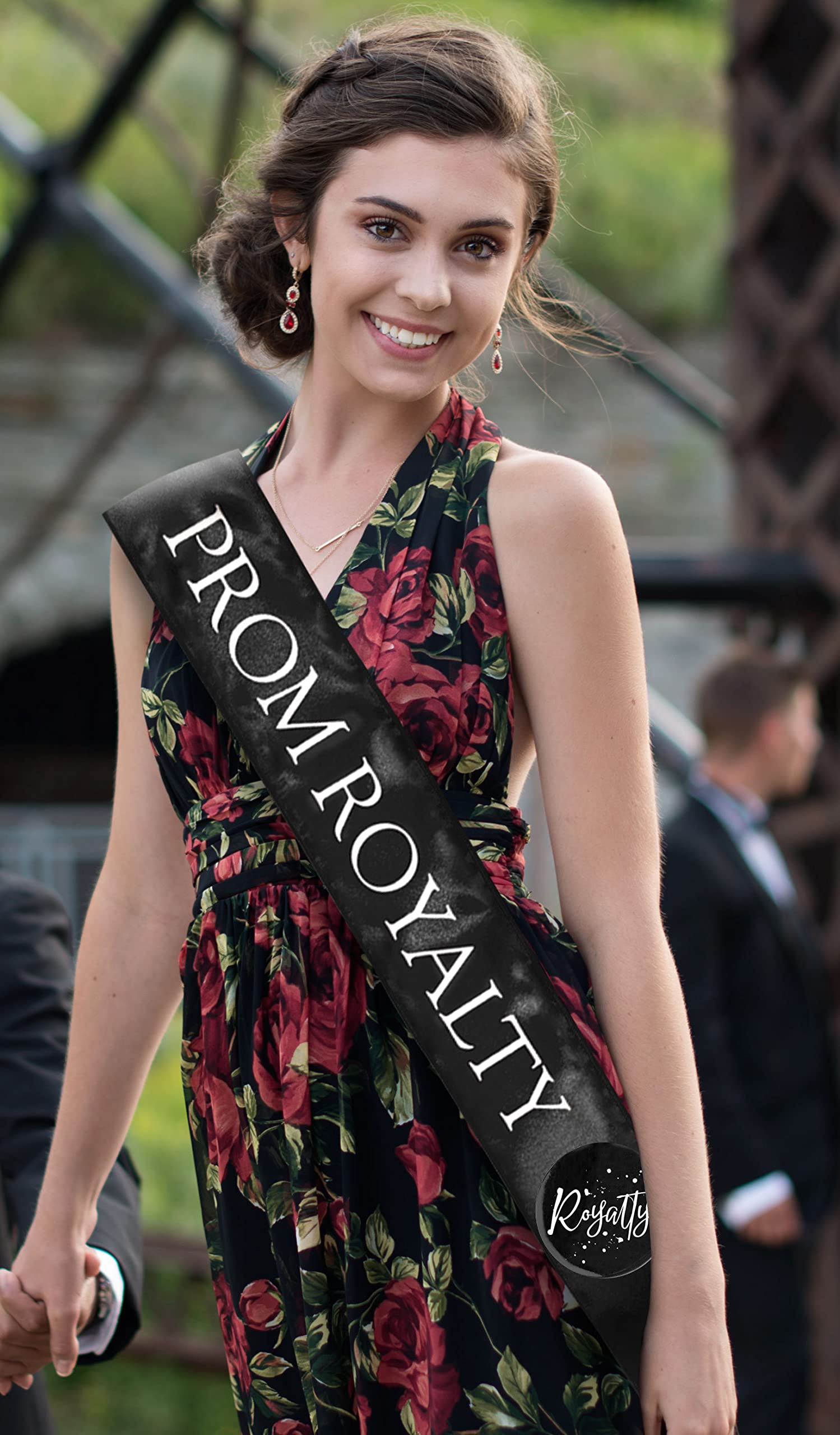 Anderson's Black Prom Royalty Satin Sash & Button Set, 3" x 72" Satin Royalty Sashes with White Imprint and Matching Royalty Buttons for Prom Coronation & School Celebrations, 4‑Piece Sash Set - Image 5