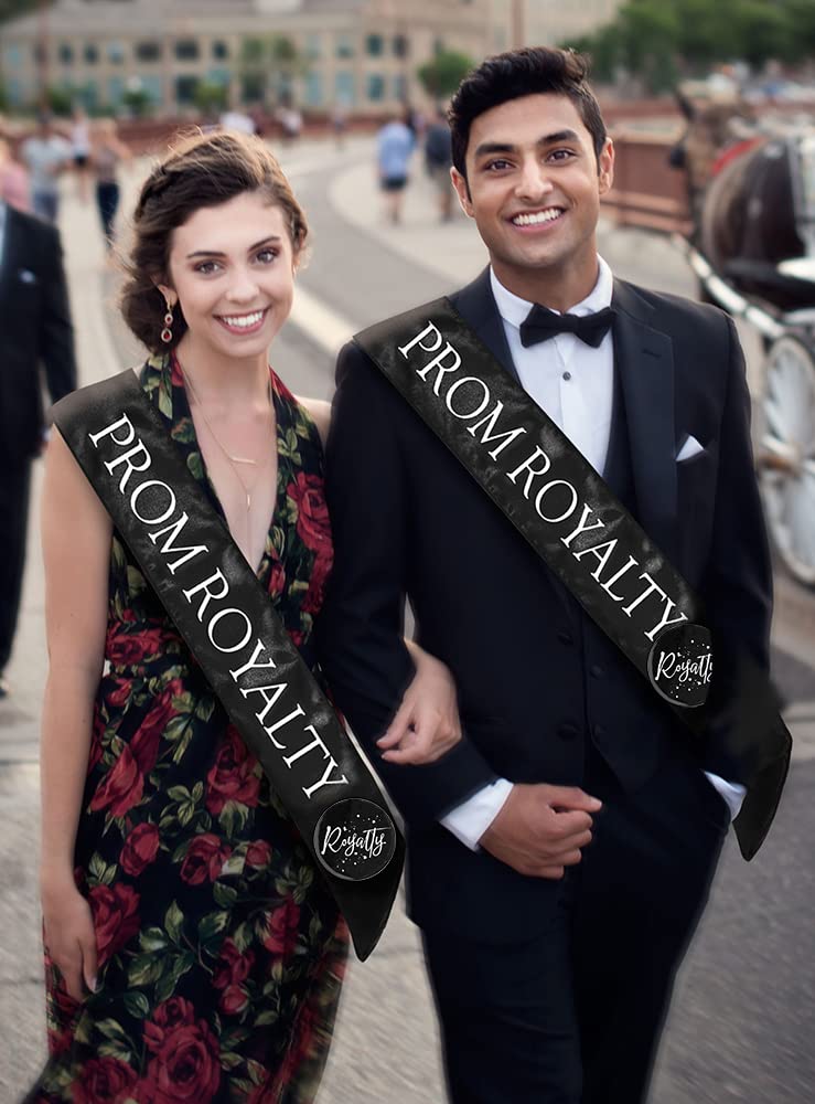Anderson's Black Prom Royalty Satin Sash & Button Set, 3" x 72" Satin Royalty Sashes with White Imprint and Matching Royalty Buttons for Prom Coronation & School Celebrations, 4‑Piece Sash Set - Image 6