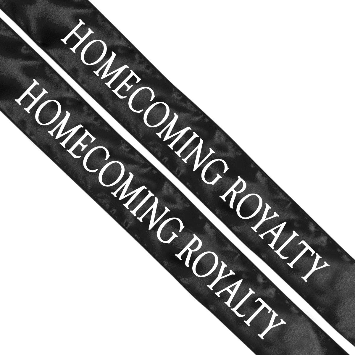 Anderson's Black Satin Homecoming Royalty Sash Set, Elegant 3" x 72" Sashes with White Imprint for Homecoming Night Coronation and School Events, 2‑Piece Set
