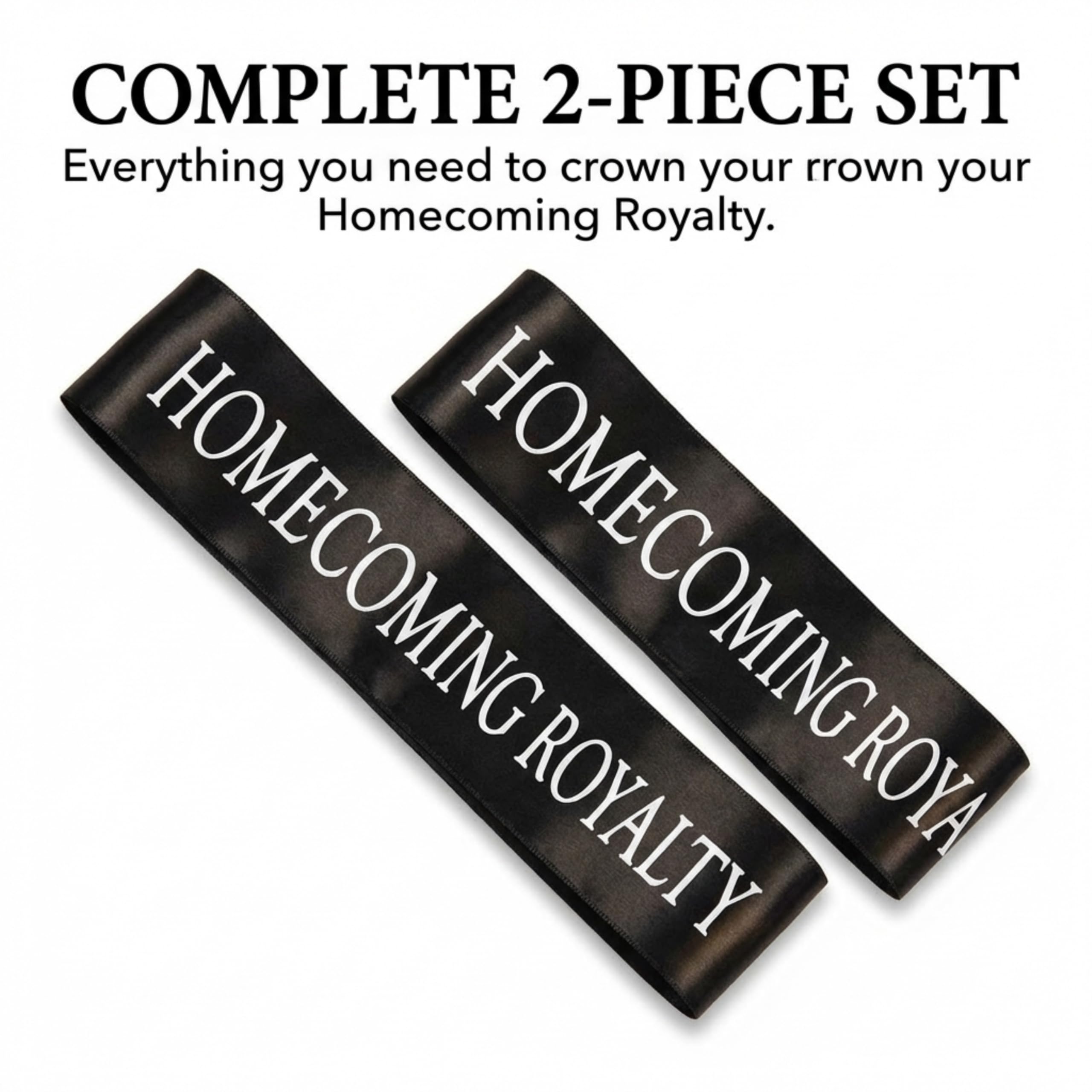 Anderson's Black Satin Homecoming Royalty Sash Set, Elegant 3" x 72" Sashes with White Imprint for Homecoming Night Coronation and School Events, 2‑Piece Set - Image 6