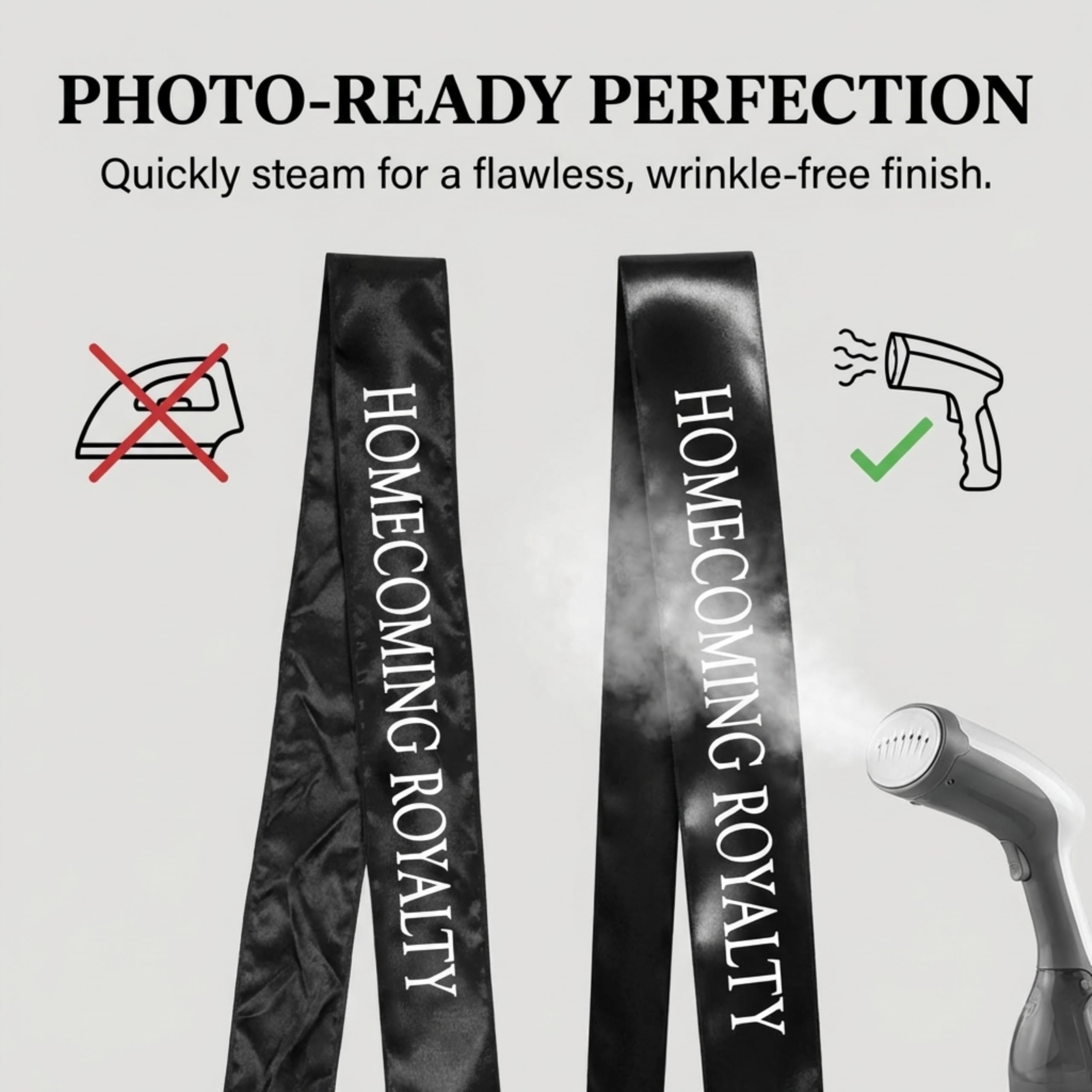 Anderson's Black Satin Homecoming Royalty Sash Set, Elegant 3" x 72" Sashes with White Imprint for Homecoming Night Coronation and School Events, 2‑Piece Set - Image 8