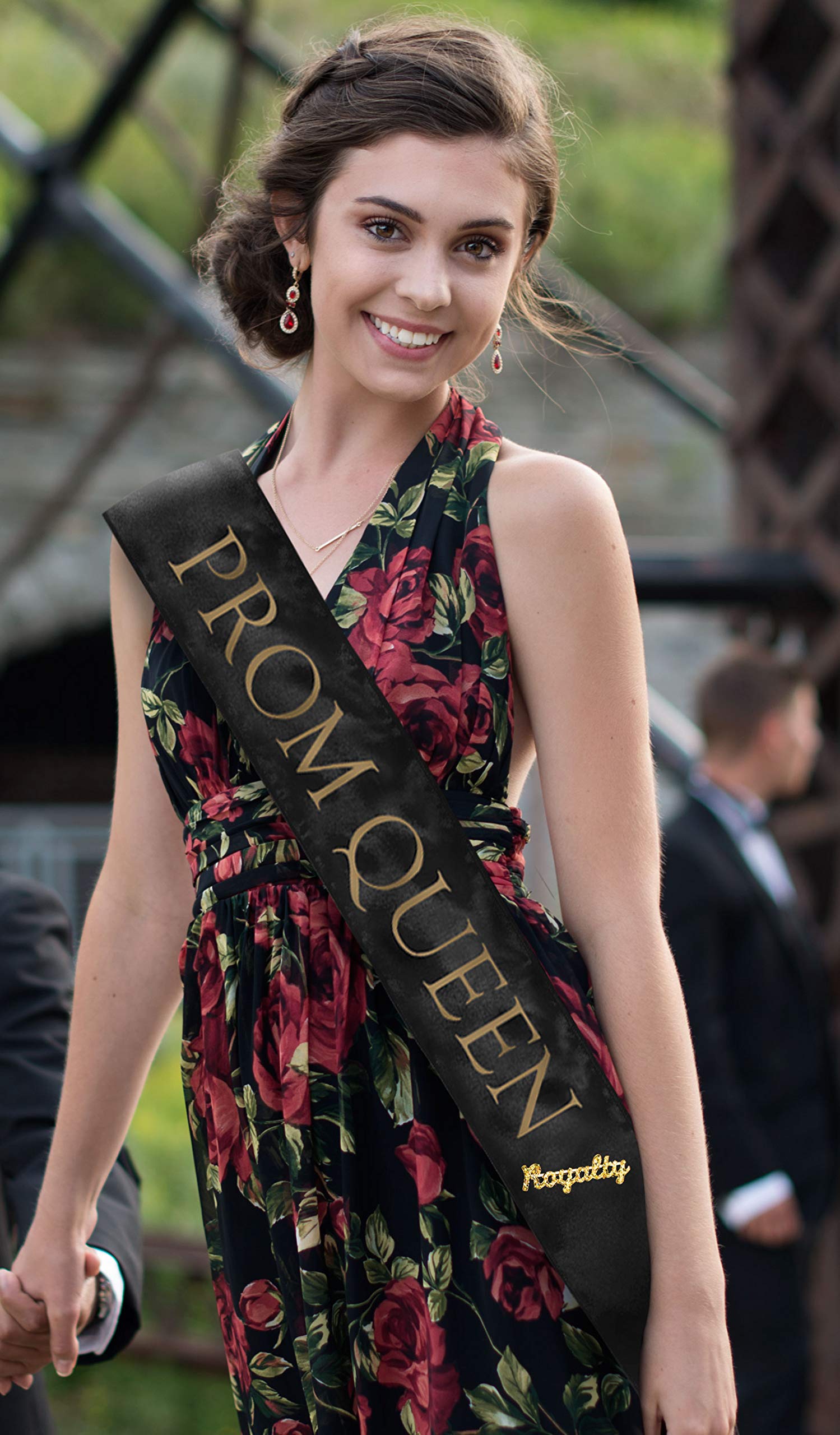 Anderson’s Black Satin Prom King & Queen Sashes with Gold Lettering & Gold Glitter Royalty Pins, 3" x 72" Sashes and 2" Pins for Prom Coronation & School Celebrations, 4 Piece Set - Image 8