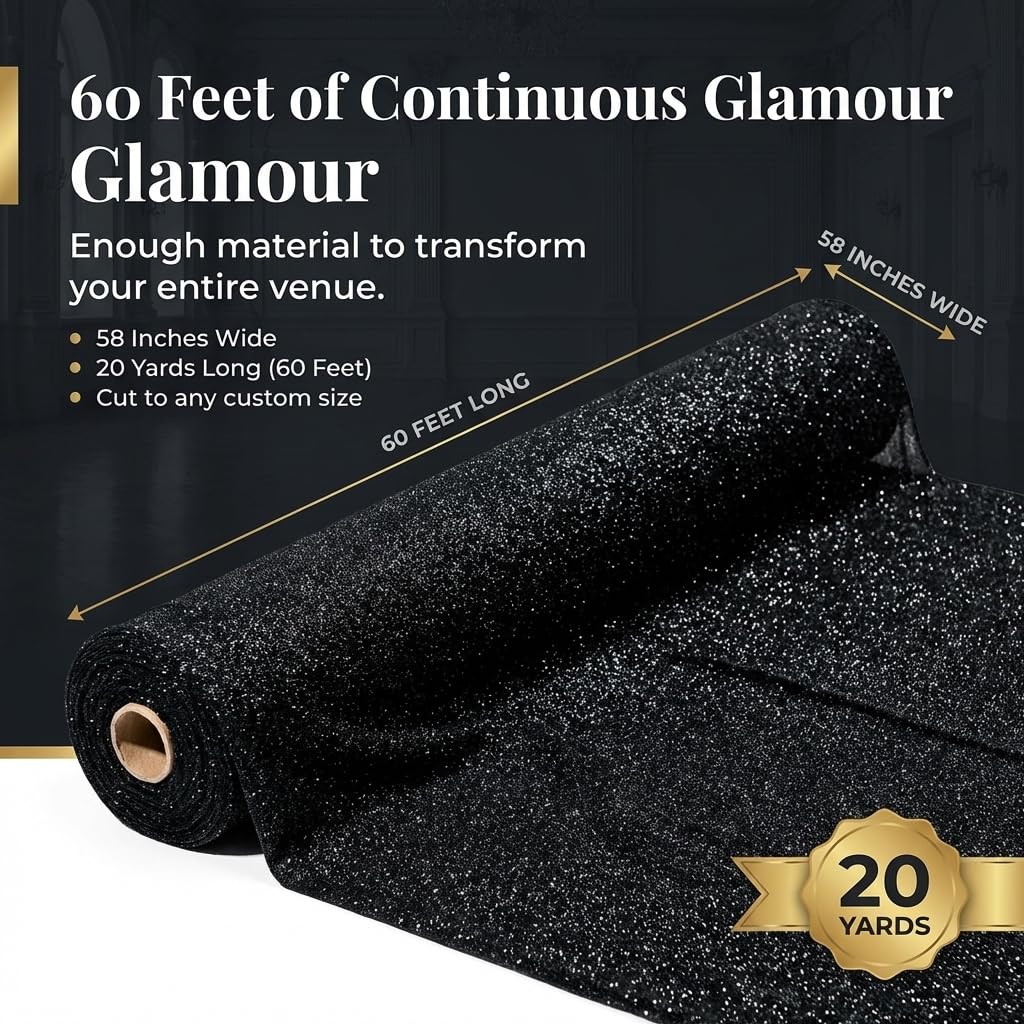 Anderson's Black Stretchy Metallic Wedding Decorating Fabric, 58 Inches x 20 Yards - Image 3
