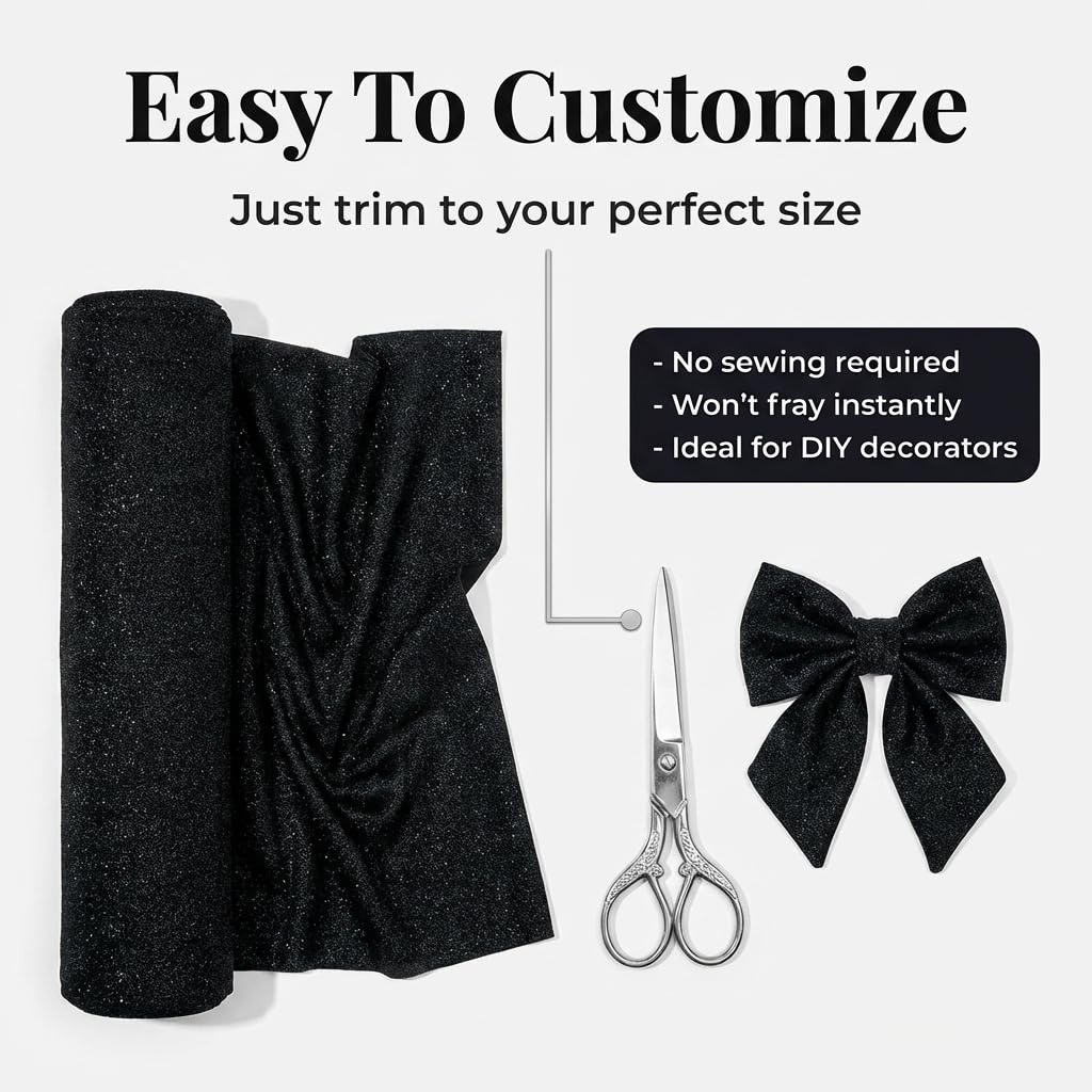 Anderson's Black Stretchy Metallic Wedding Decorating Fabric, 58 Inches x 20 Yards - Image 9