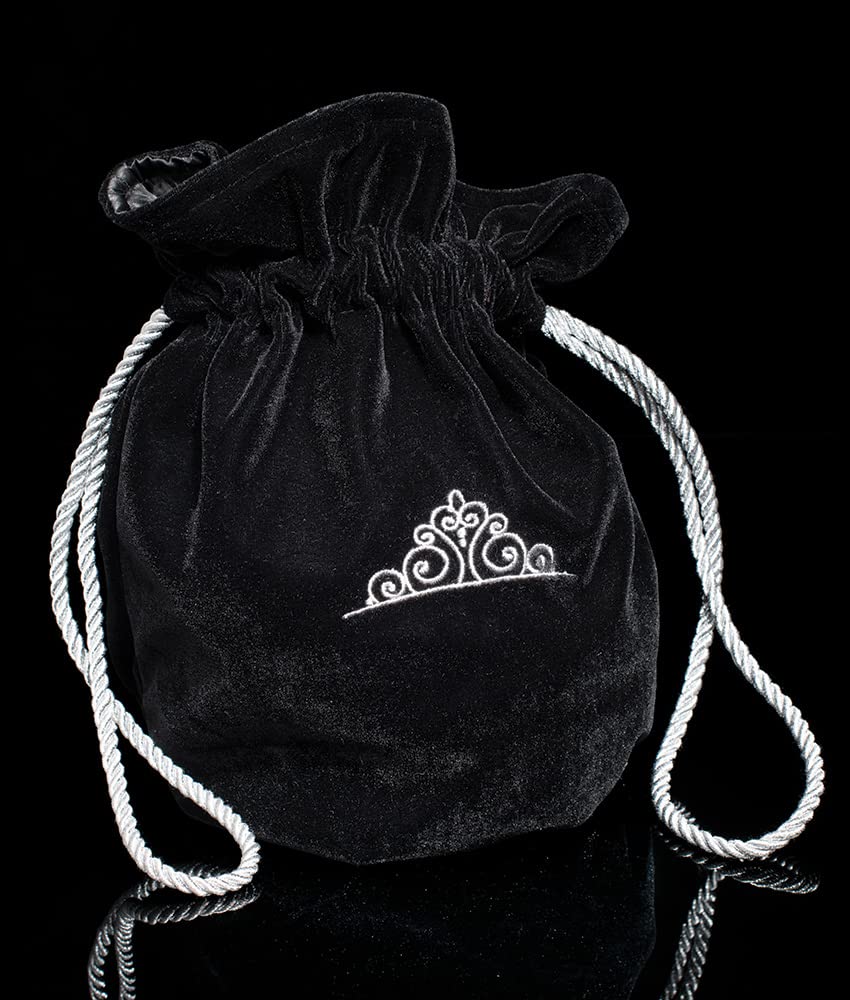 Anderson's Black Velvet Keepsake Tiara Bag, 11" velvet storage pouch with silver embroidered tiara for Prom Queen, pageants, weddings, quinceañeras, Sweet 16, homecoming, parties, and events - Image 2