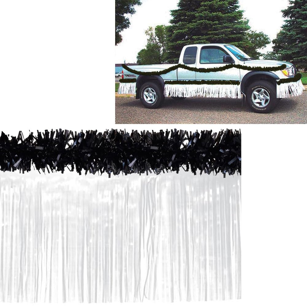 Anderson's Black Vinyl Twist and White Vinyl Fringe Truck Parade Decoration Kit, Parade Float Decor - Image 2