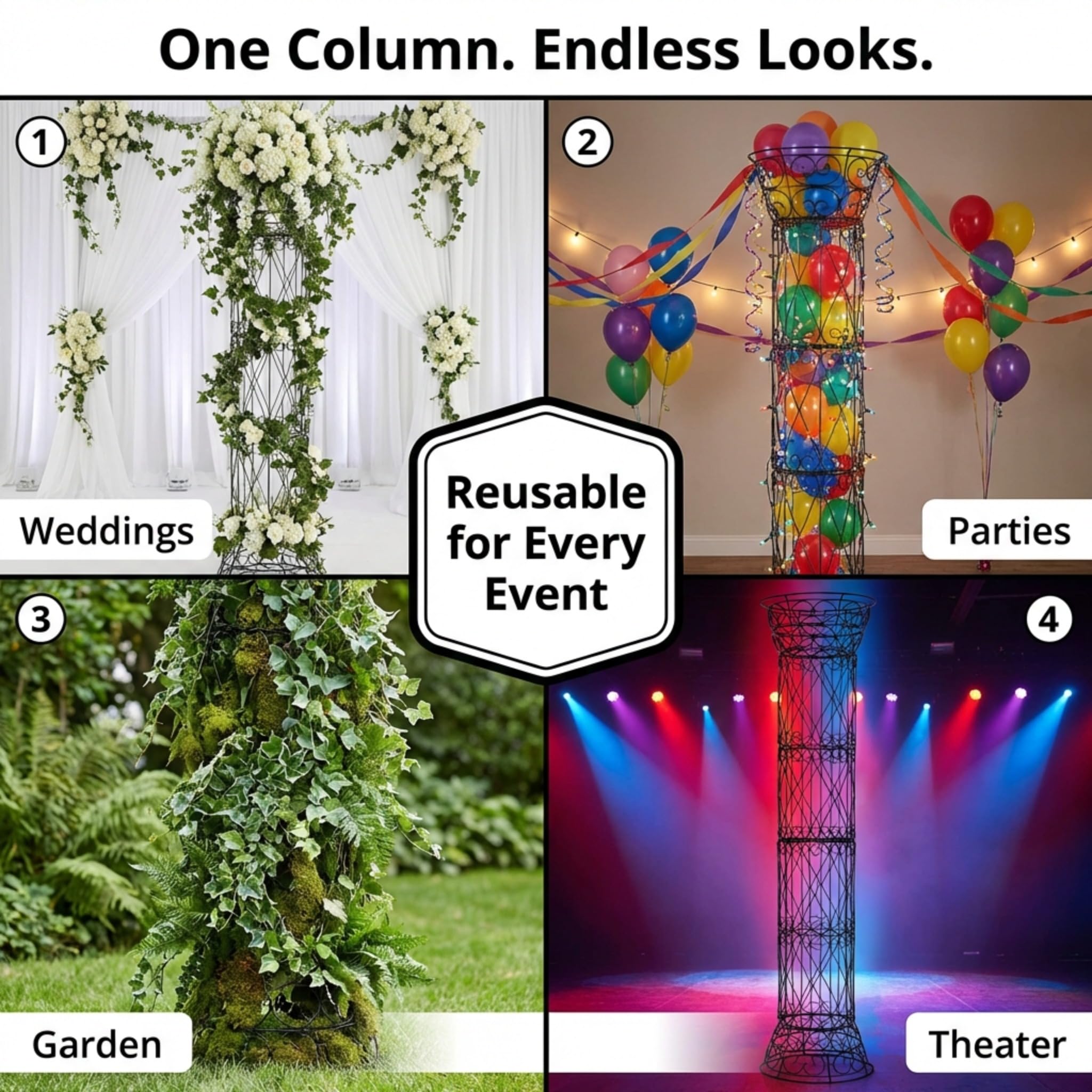 Anderson's Black Wire Column, 8 Ft. High x 20 in., Wedding Decoration Kit - Image 5
