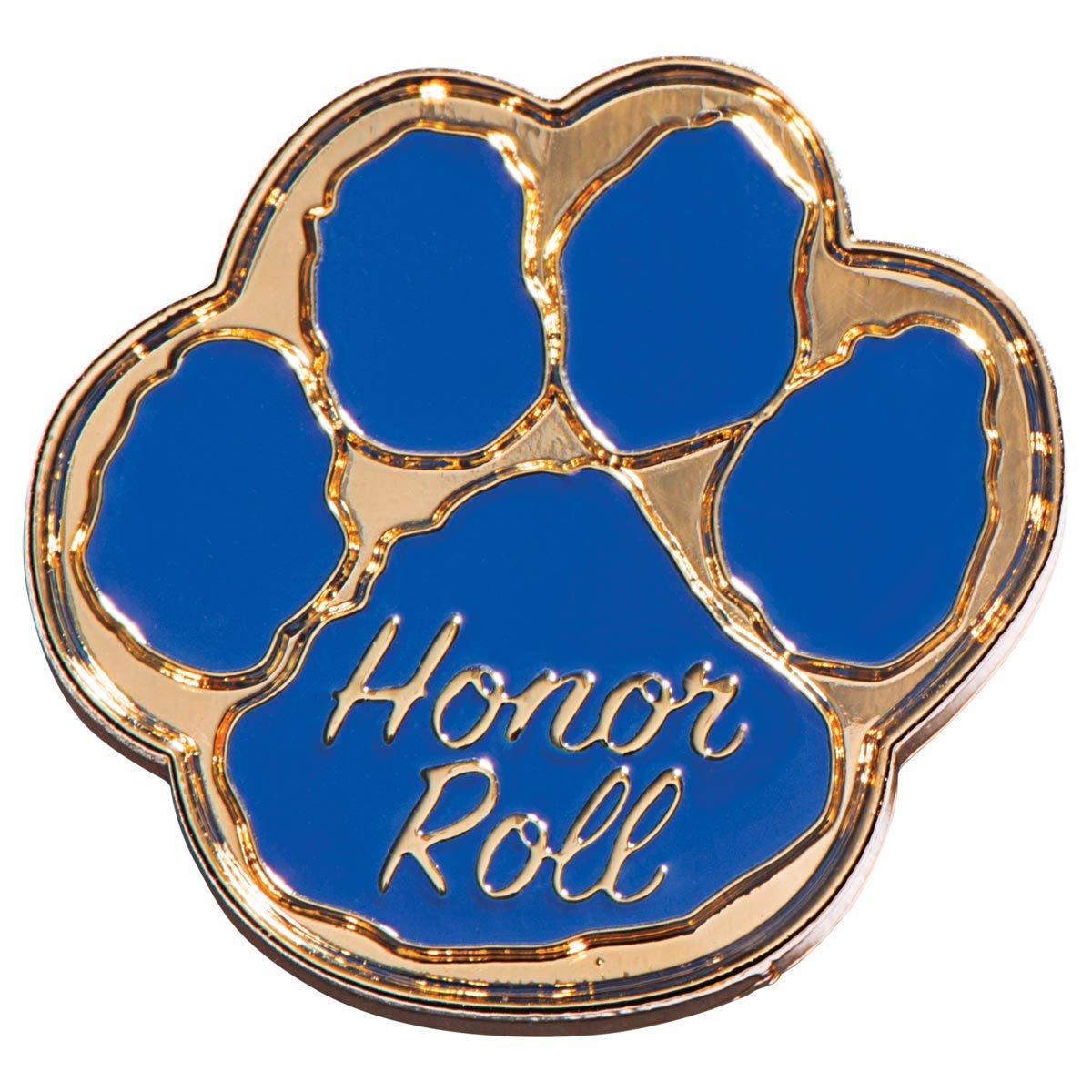 Anderson's Blue and Gold Die-Cut Paw Print Honor Roll Award Pin, Pack of 1, 6 or 12