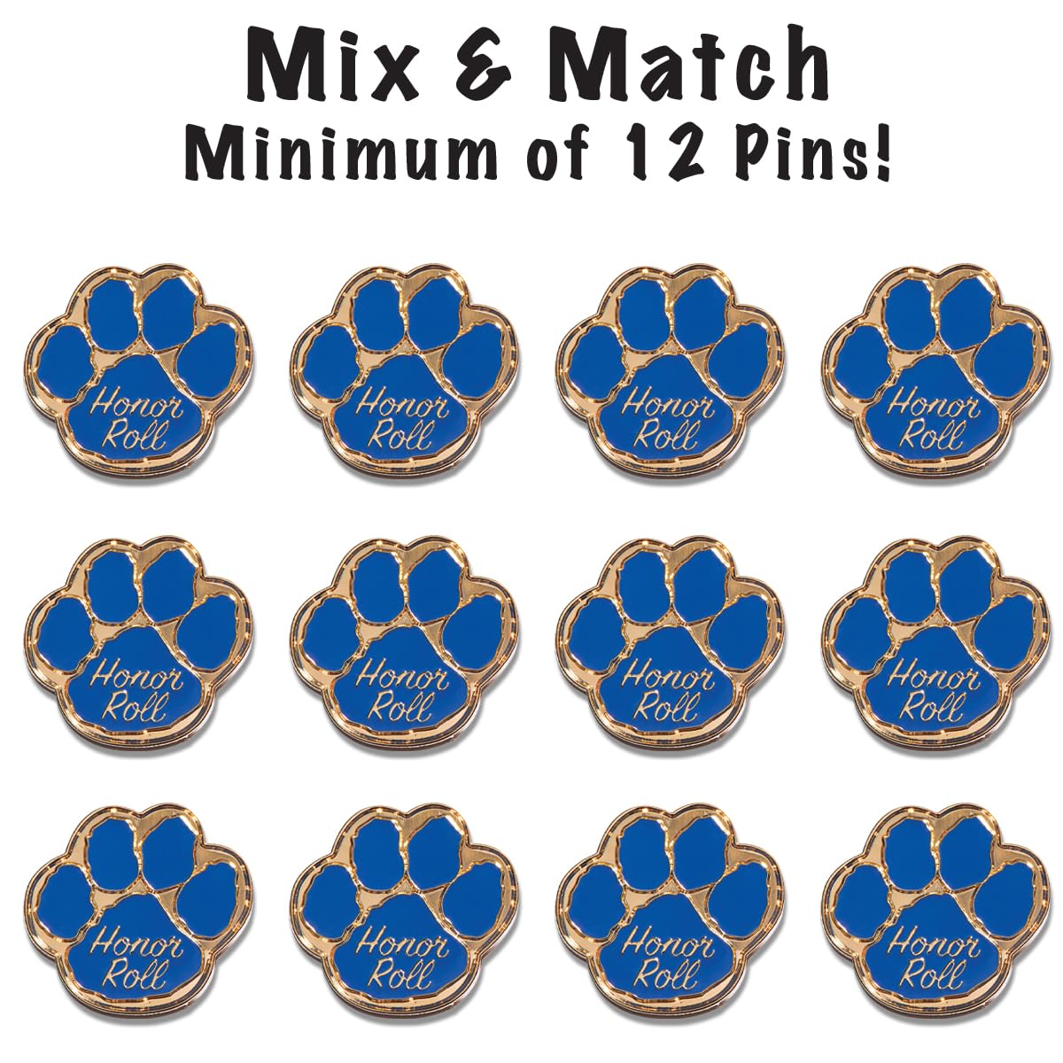 Anderson's Blue and Gold Die-Cut Paw Print Honor Roll Award Pin, Pack of 1, 6 or 12 - Image 7