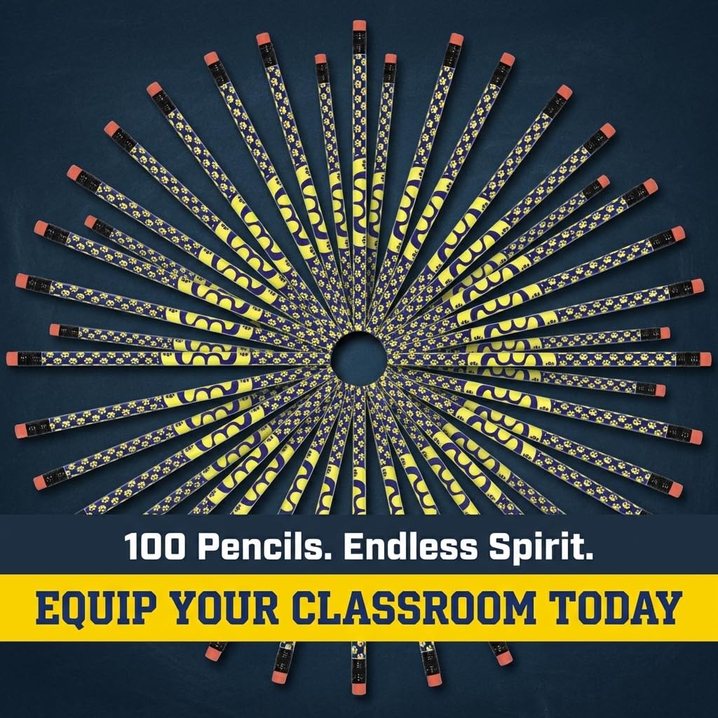 Anderson's, Blue and Yellow Paw Pencils, Set of 100, School Pencils, Student Awards, Recognition - Image 3