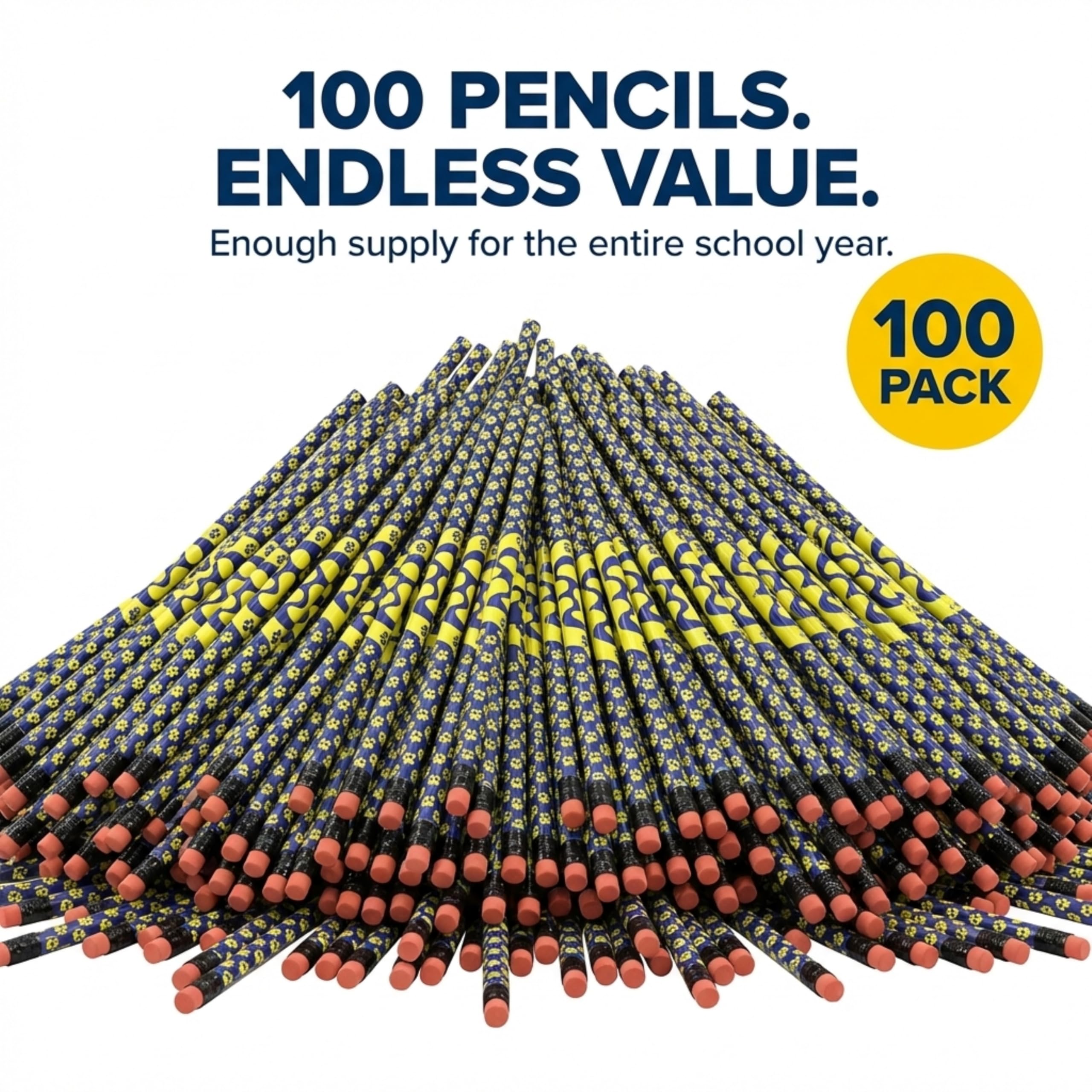 Anderson's, Blue and Yellow Paw Pencils, Set of 100, School Pencils, Student Awards, Recognition - Image 4