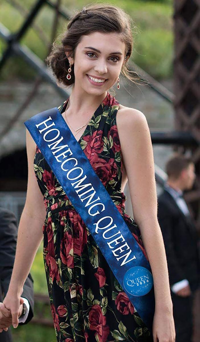 Anderson’s Blue Majesty Homecoming 2026 Royalty Set, Crown Tiara Sashes and Buttons for King and Queen Recognition at Homecoming Coronations, School Dances, and Formal Events, 6-Piece Set - Image 8