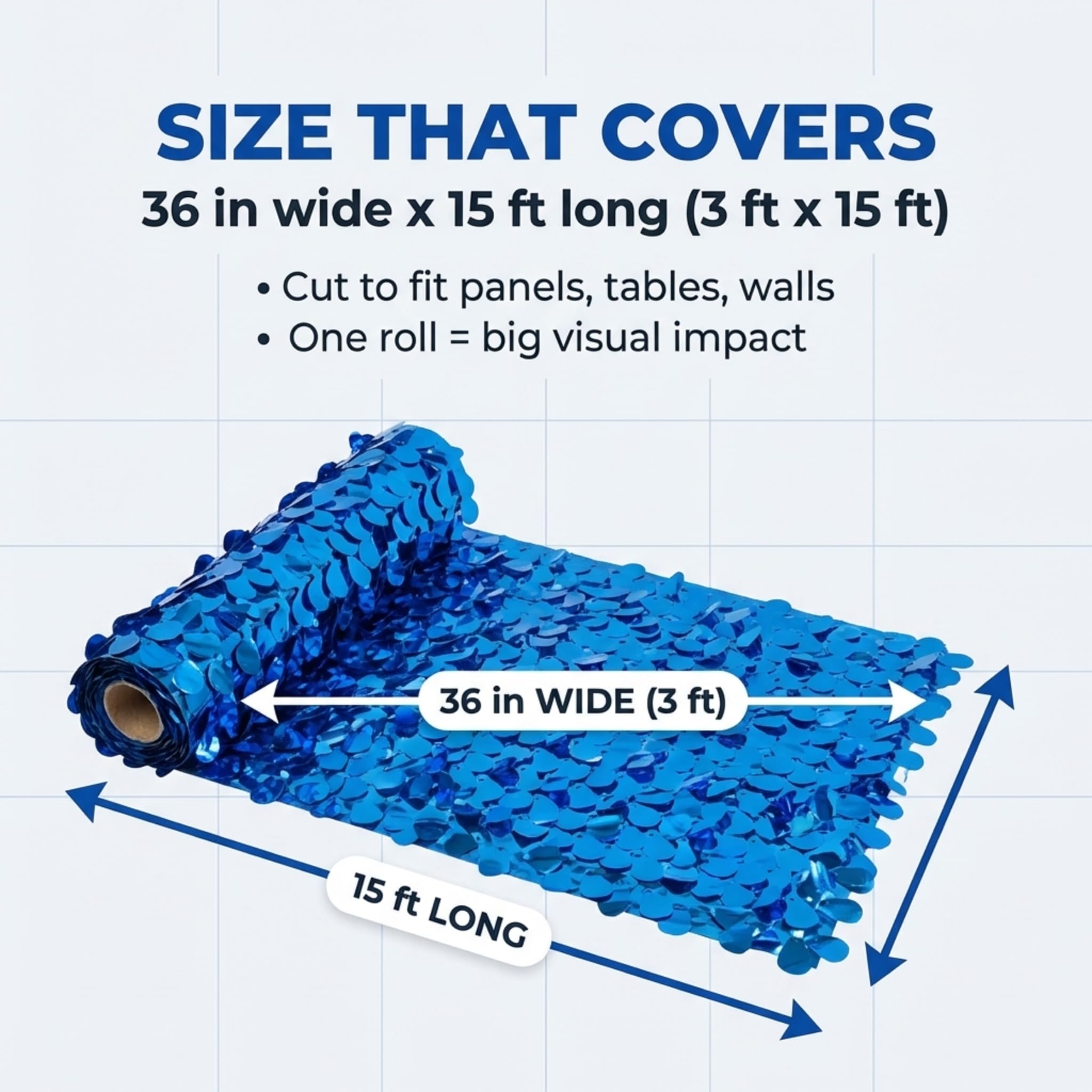 Anderson's Blue Metallic Floral Sheeting, 15 Ft. Parade Float Decoration for Trailers, Parties, Weddings, Proms, Photo Backdrops & Events – Shiny Fringe Garland for Indoor/Outdoor Use - Image 4