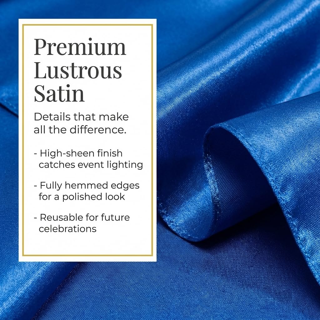 Anderson's Blue Satin Chair Sashes, 6 in. x 8 Ft. 7 in., Wedding Decorations, 10 Pack - Image 4