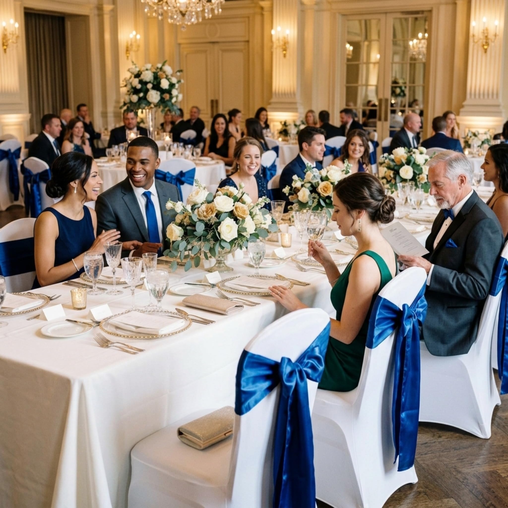 Anderson's Blue Satin Chair Sashes, 6 in. x 8 Ft. 7 in., Wedding Decorations, 10 Pack - Image 7