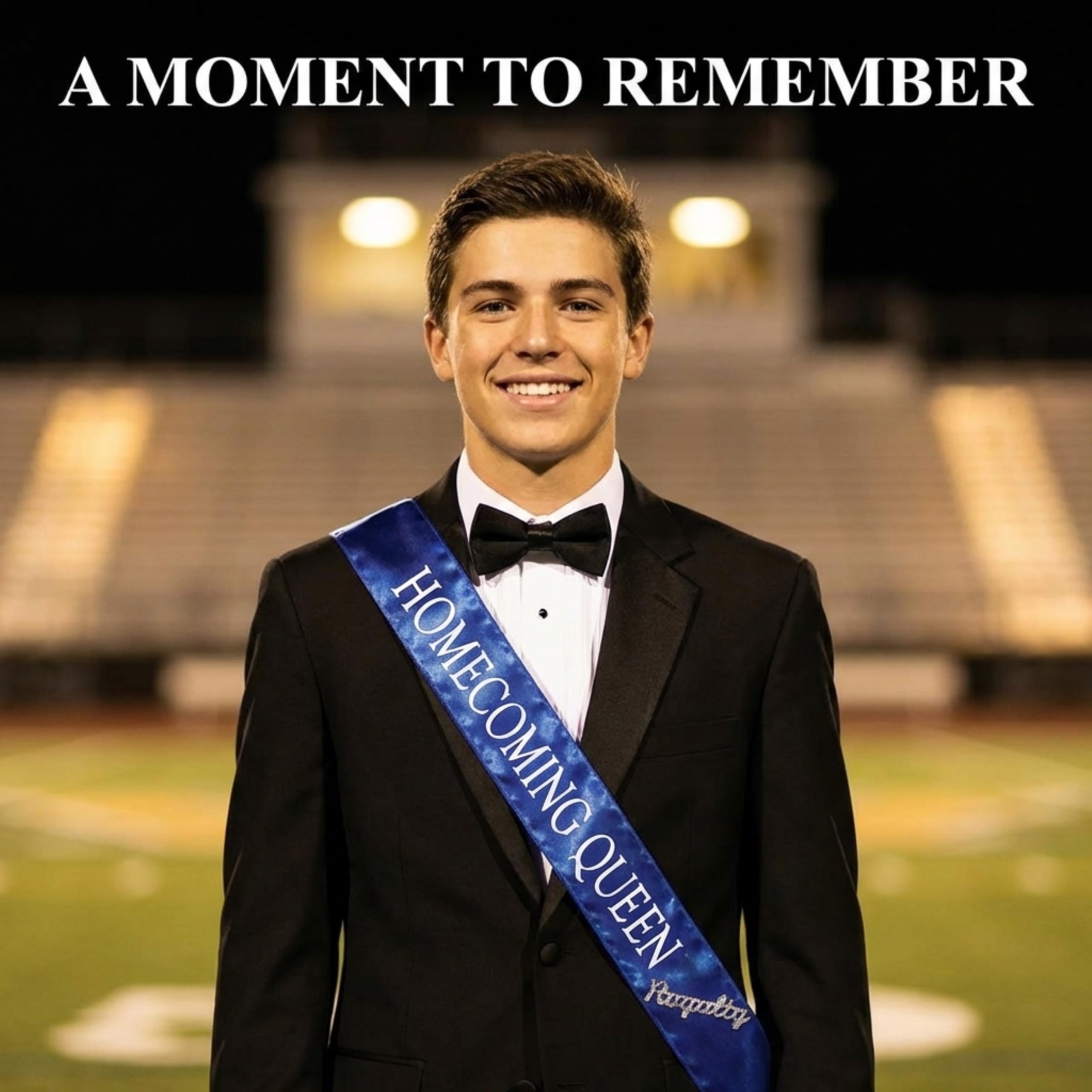 Anderson's Blue Satin Homecoming King & Queen Sashes with White Lettering & Silver Glitter Royalty Pins, 3" x 72" Sashes and 2" Pins for Prom Coronation & School Celebrations, 4 Piece Set - Image 3