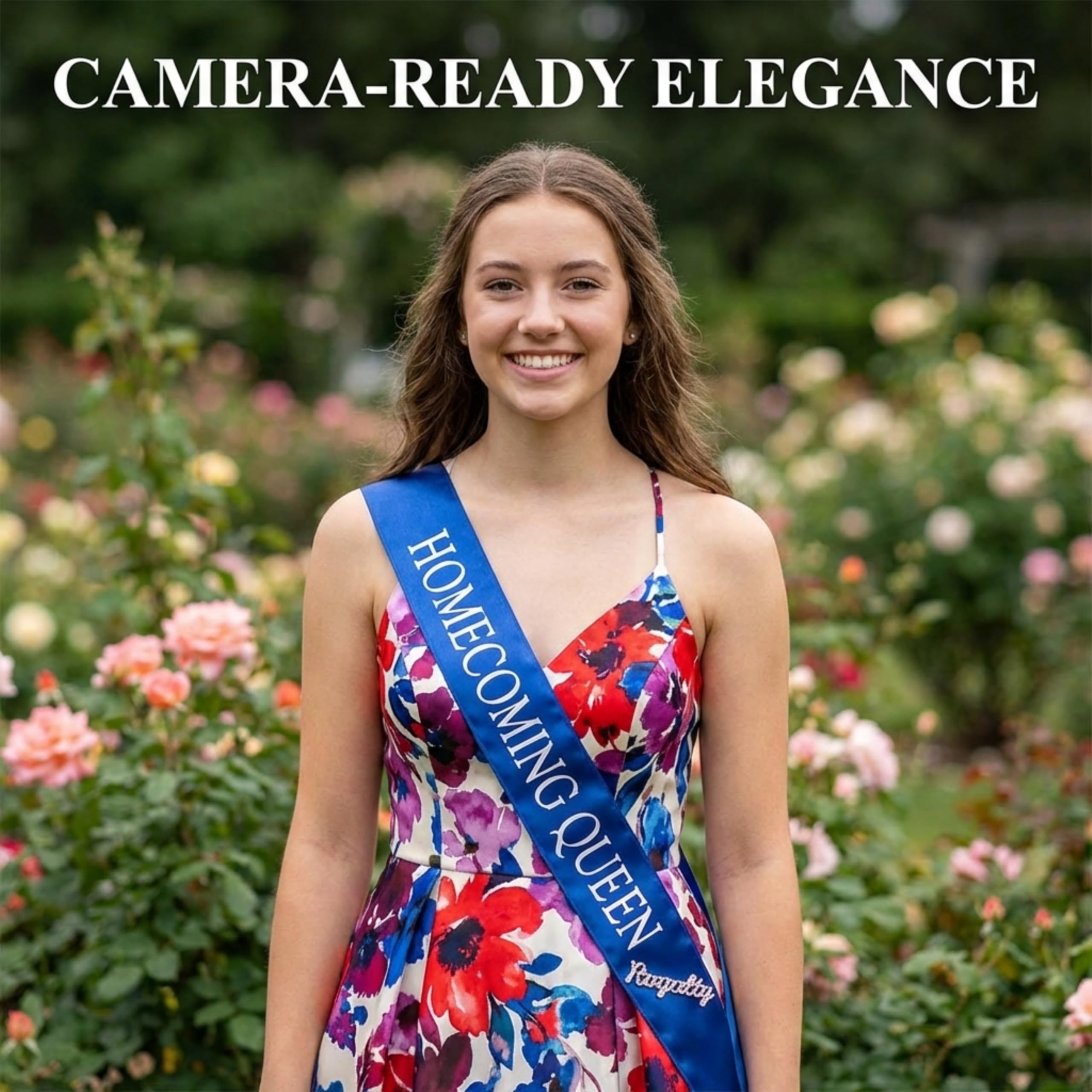 Anderson's Blue Satin Homecoming King & Queen Sashes with White Lettering & Silver Glitter Royalty Pins, 3" x 72" Sashes and 2" Pins for Prom Coronation & School Celebrations, 4 Piece Set - Image 4
