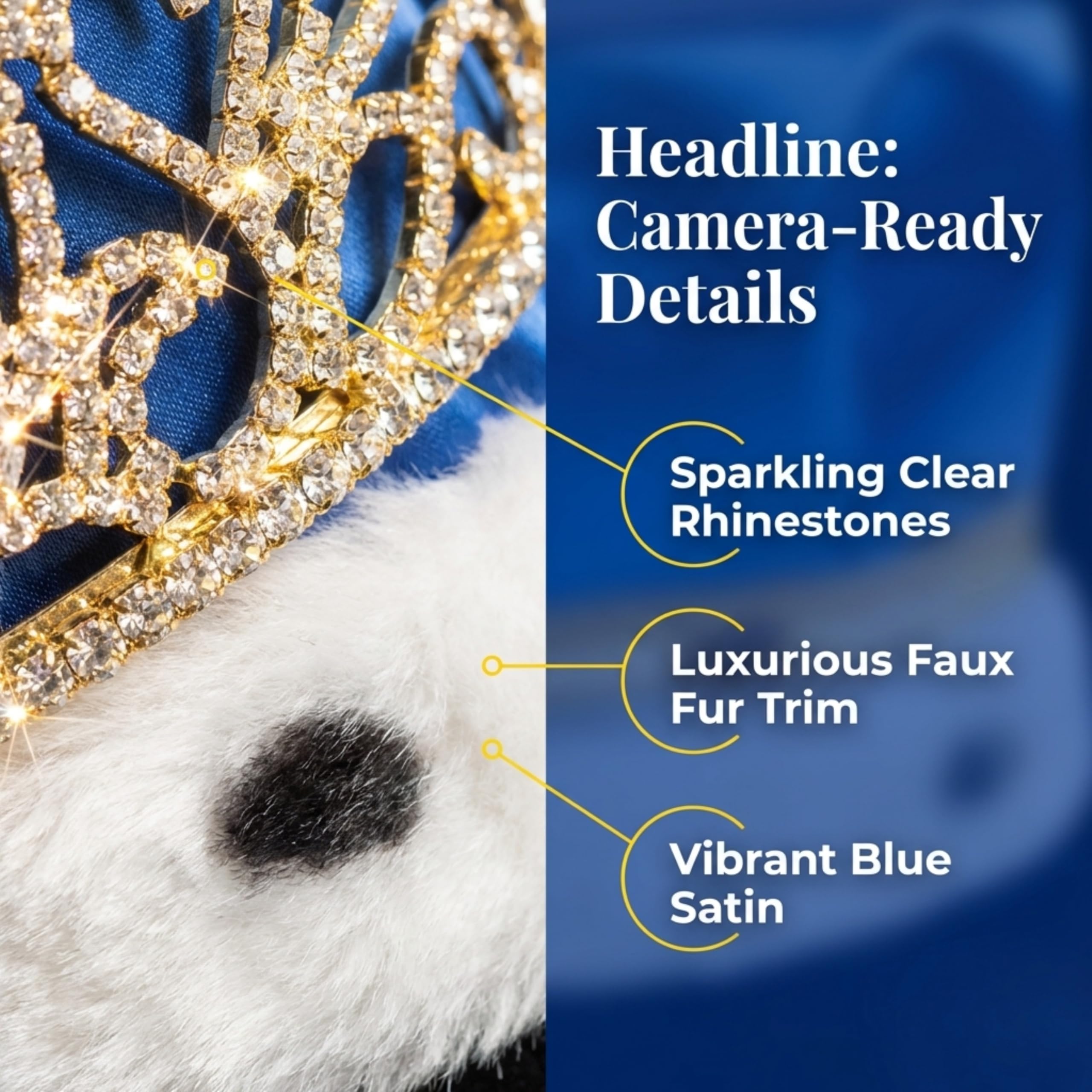 Anderson's Blue Satin King Crown and Gold Queen Tiara Royalty Set - Image 4