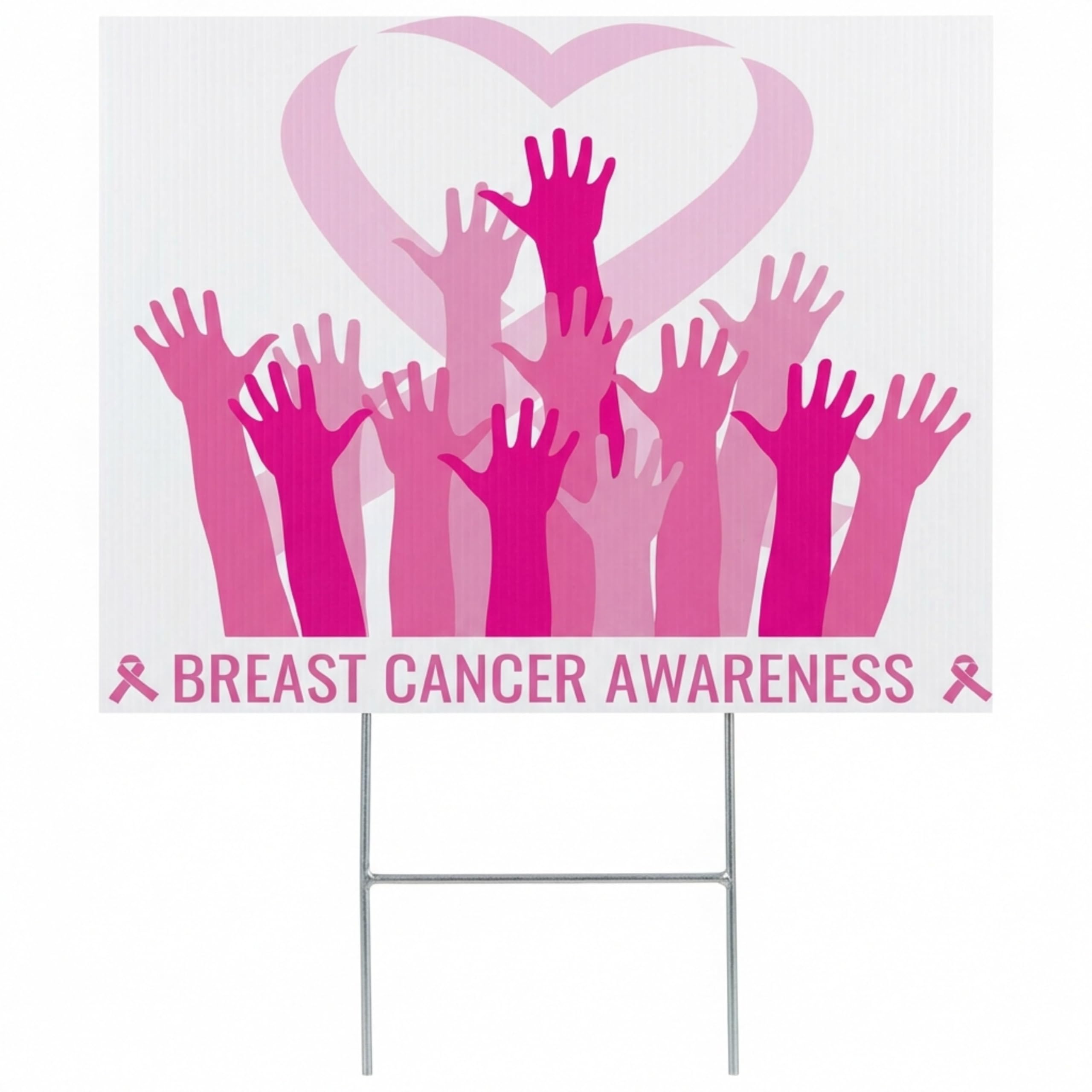 Anderson's Breast Cancer Awareness Yard Sign, Pink Ribbon, Social Cause, 18 Inches x 24 Inches