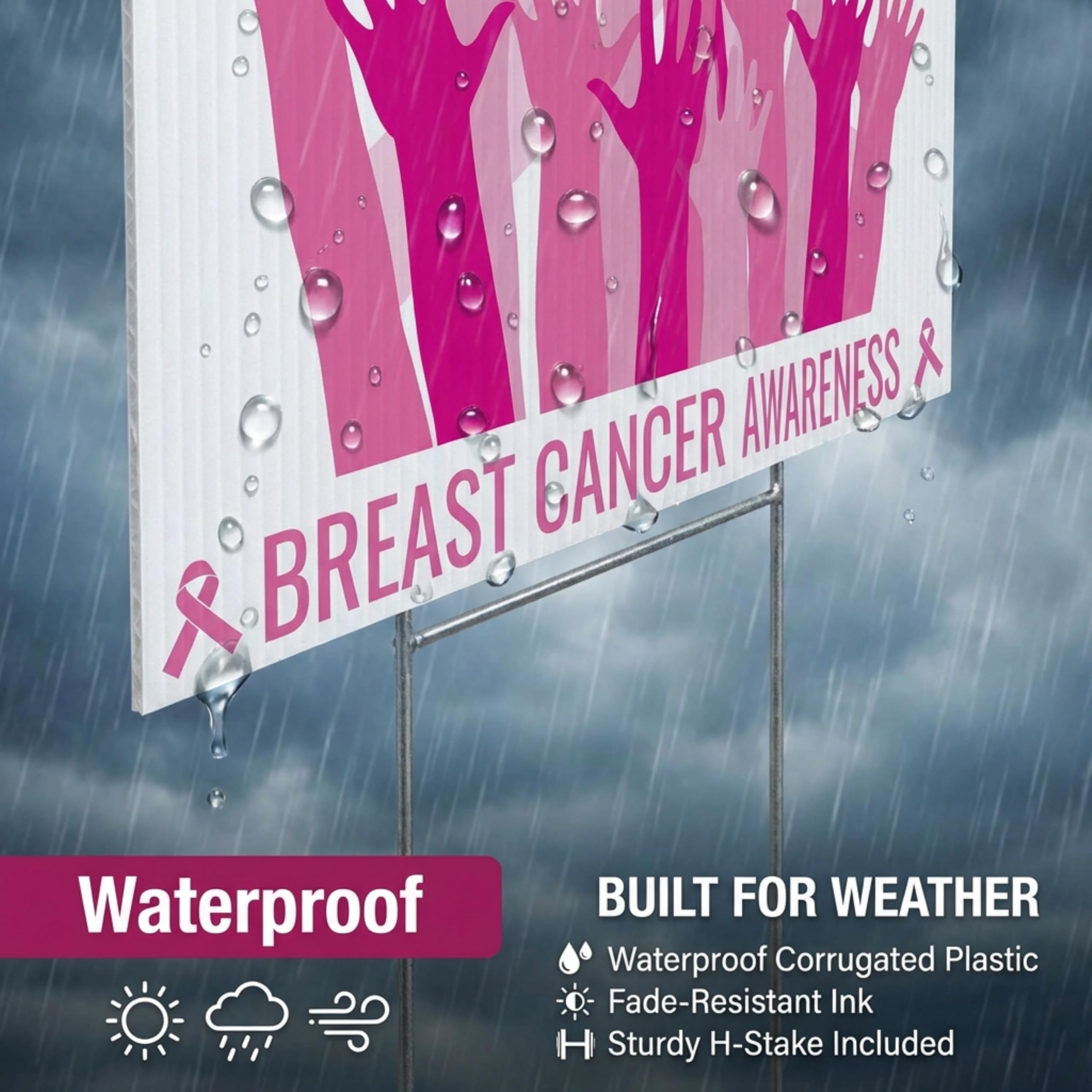 Anderson's Breast Cancer Awareness Yard Sign, Pink Ribbon, Social Cause, 18 Inches x 24 Inches - Image 3
