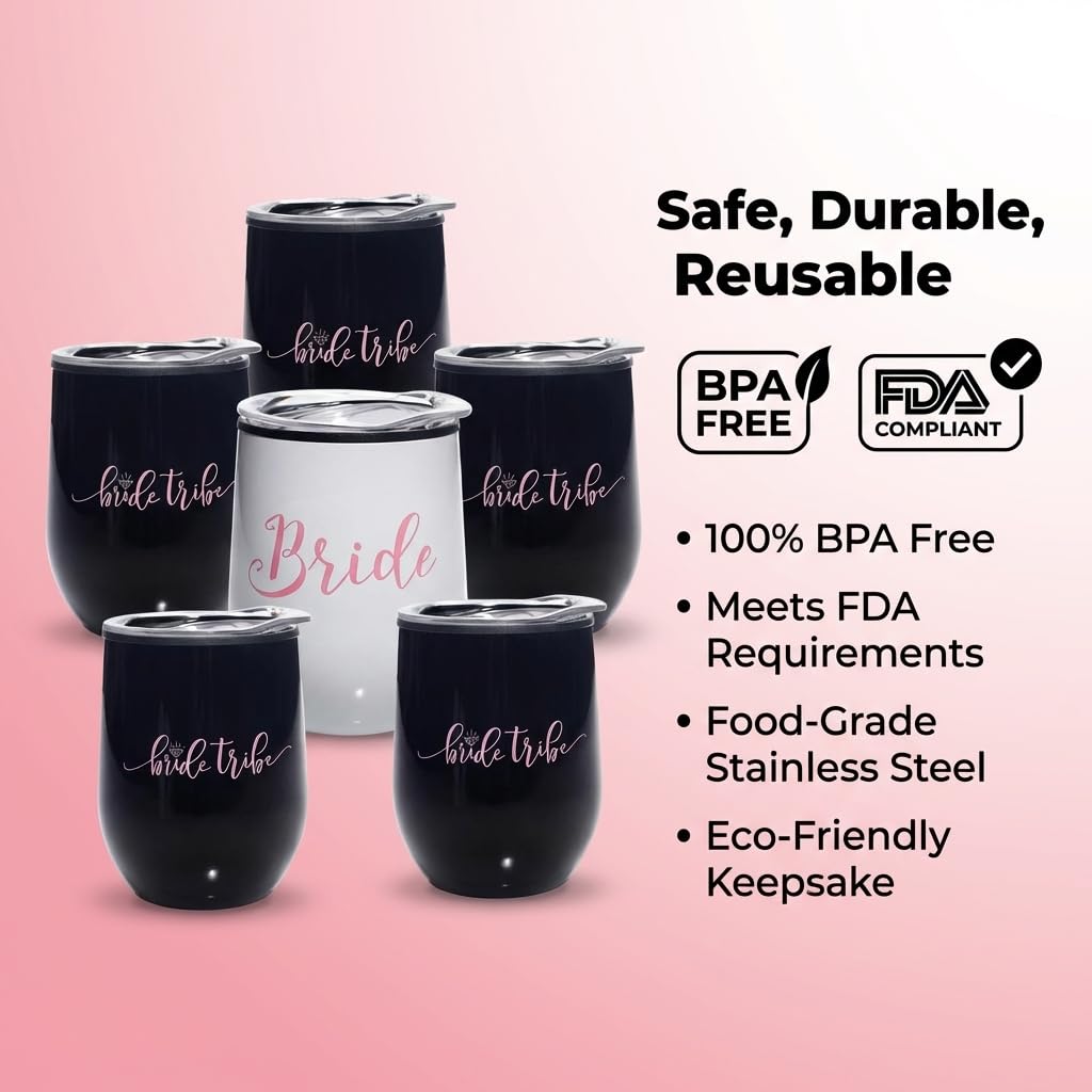 Anderson's Bride and Bride Tribe Wine Cups, Set of 6, Gifts - Image 4