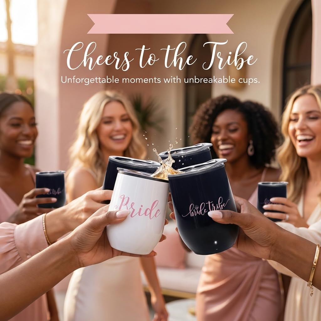 Anderson's Bride and Bride Tribe Wine Cups, Set of 6, Gifts - Image 7