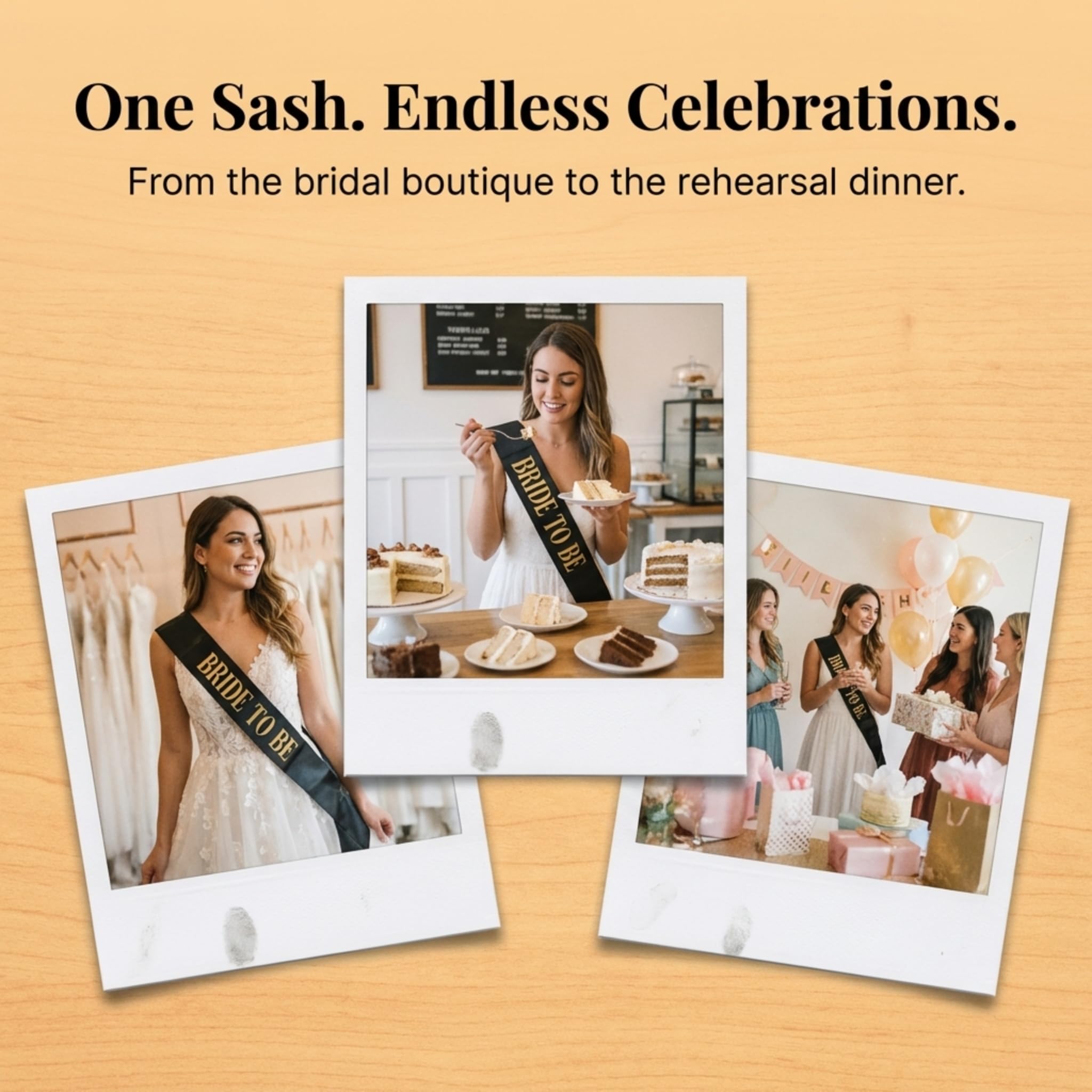 Anderson’s Bride to Be Sash, Black Satin with Metallic Gold Foil Lettering, 3" x 72", Elegant Bridal Accessory for Bachelorette Party, Bridal Shower, Engagement Celebration, Wedding Keepsake - Image 5