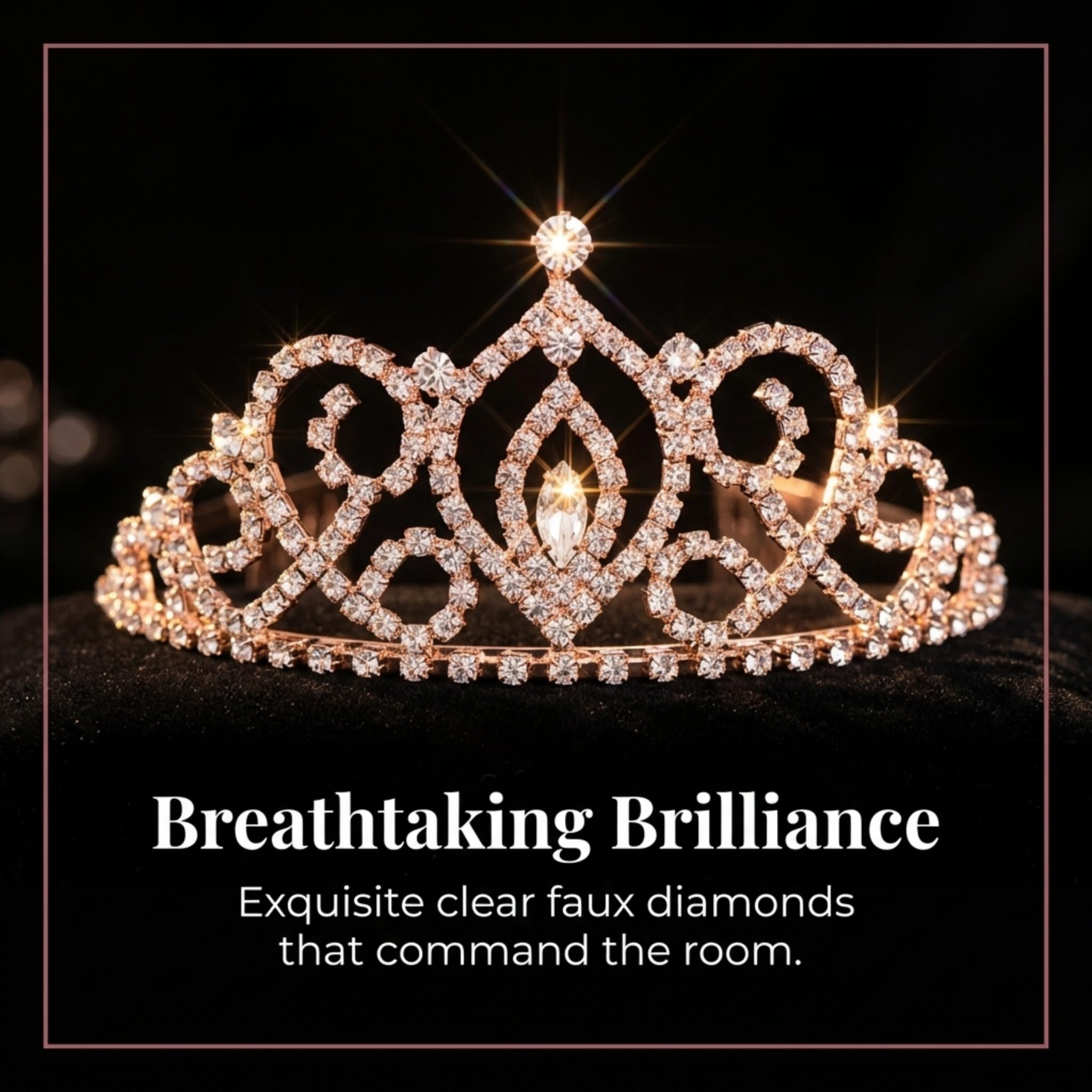 Anderson’s Cameo Perfect Rhinestone Tiara, 2 5/8 Inch Rose Gold Metal Crown with Clear Faux Diamonds for Prom, Homecoming Queen, Wedding Bridal Party, Sweet 16, Quinceañera, Birthday, Pageant, Theater Costume Accessory - Image 6