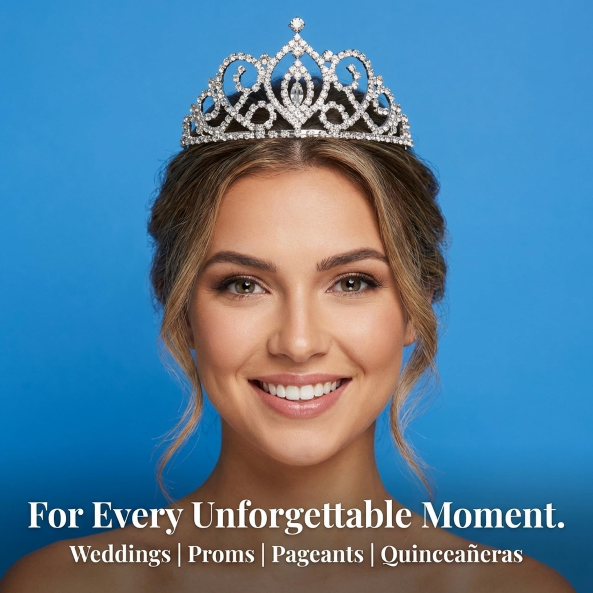 Anderson's Cameo Perfect Rhinestone Tiara, Sparkling 2.75-Inch Silver Crown with Clear Faux Diamonds, Adjustable Band & Comfort Combs, Ideal for Weddings, Proms, Pageants, Homecomings & Special Events - Image 2