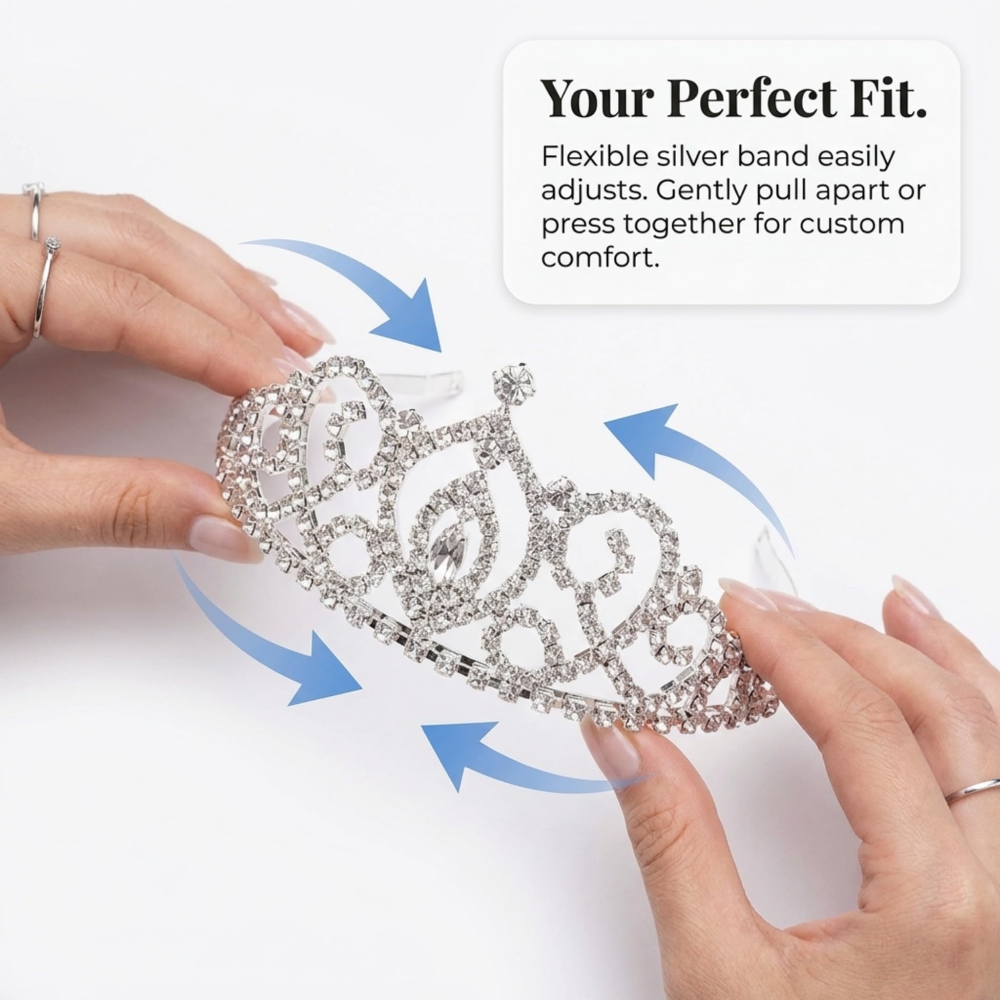 Anderson's Cameo Perfect Rhinestone Tiara, Sparkling 2.75-Inch Silver Crown with Clear Faux Diamonds, Adjustable Band & Comfort Combs, Ideal for Weddings, Proms, Pageants, Homecomings & Special Events - Image 7
