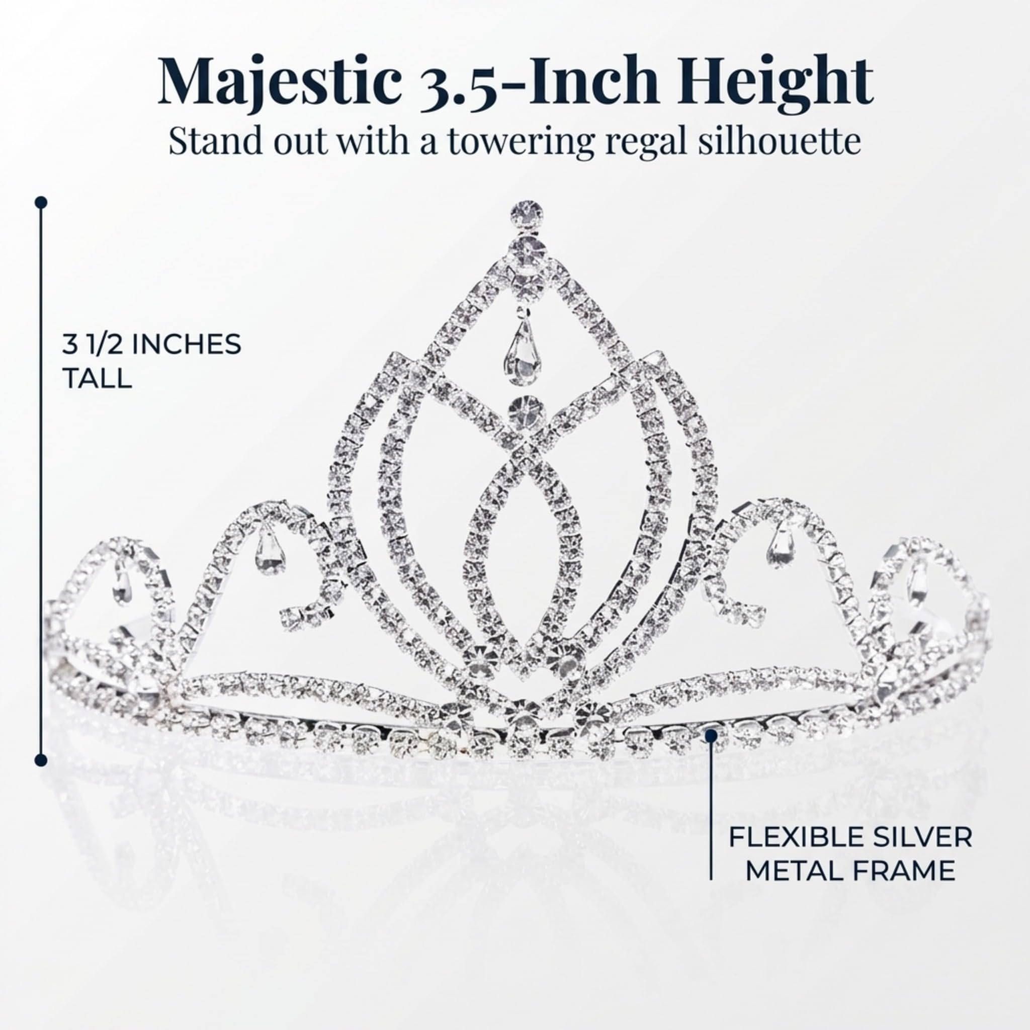 Anderson's Camila Rhinestone Tiara, 3 1/2-Inch Tall Silver Crown with Sparkling Clear Crystals, Adjustable Wedding Tiara for Brides, Prom Queen, Homecoming, Pageants, Sweet 16 & Quinceañera - Image 4