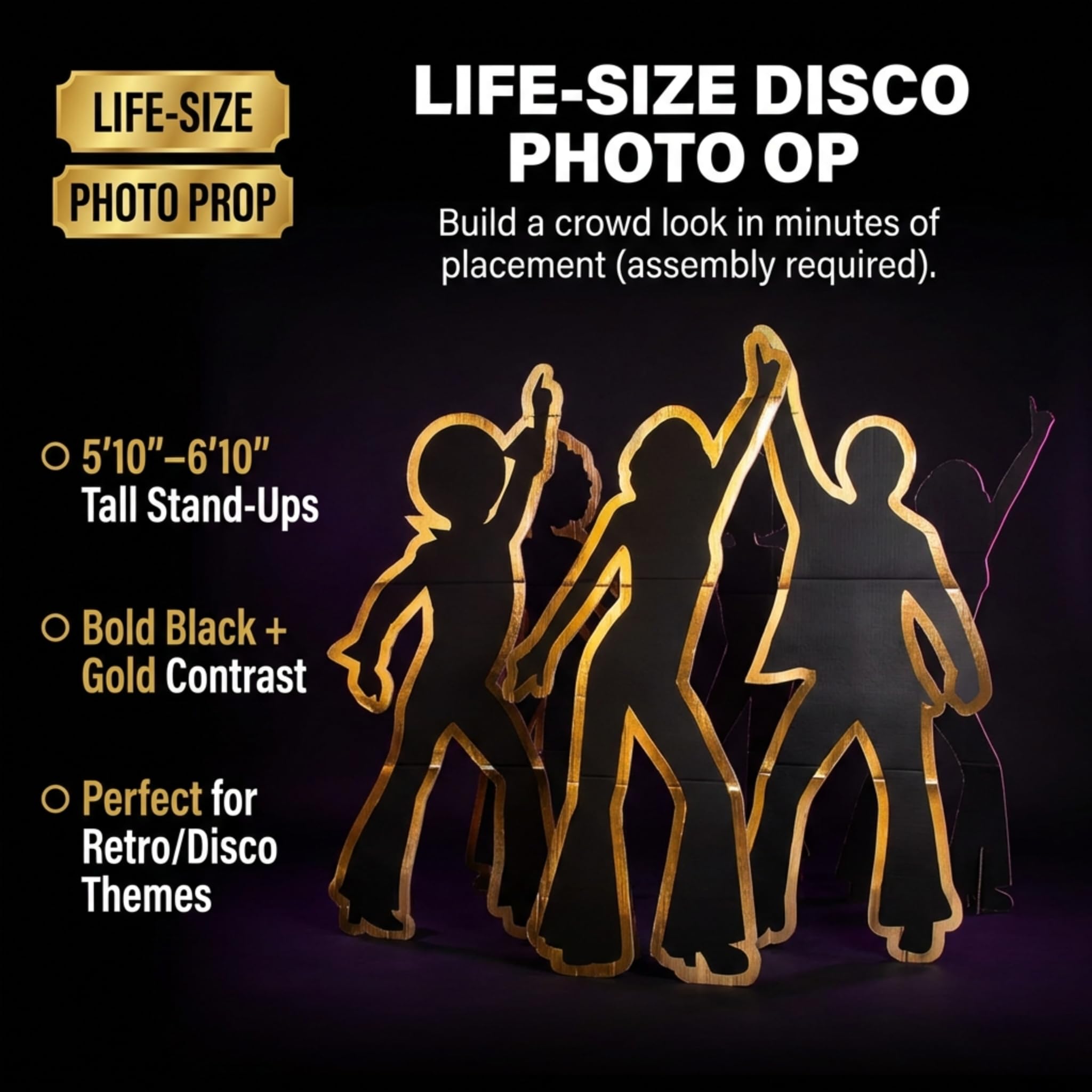 Anderson's Cardboard Disco Dancers Silhouette Stand-up Kit, Life Size Cut Out, Stage Prop, Set of 8 - Image 2