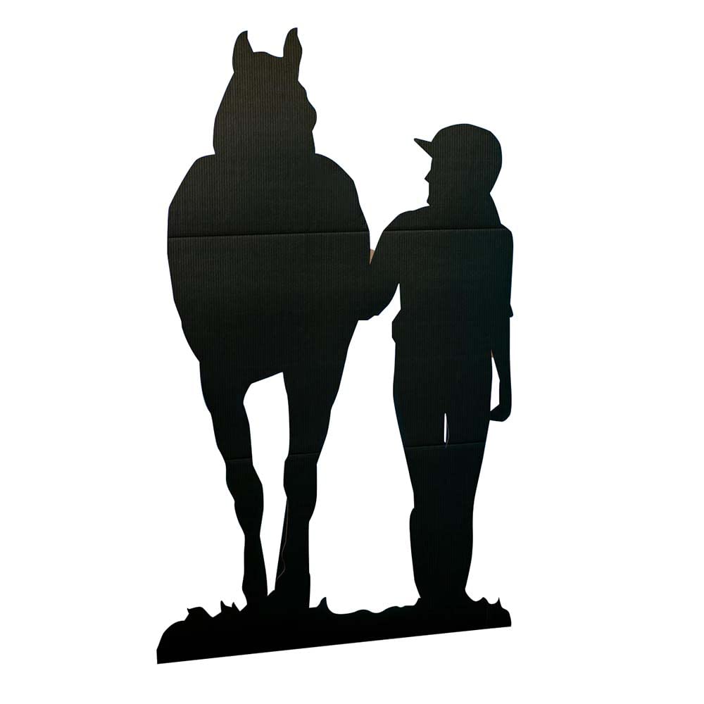 Anderson's Cardboard Jockey and Horse Silhouette Stand-up Kit, Life Size Cut Out, Stage Prop
